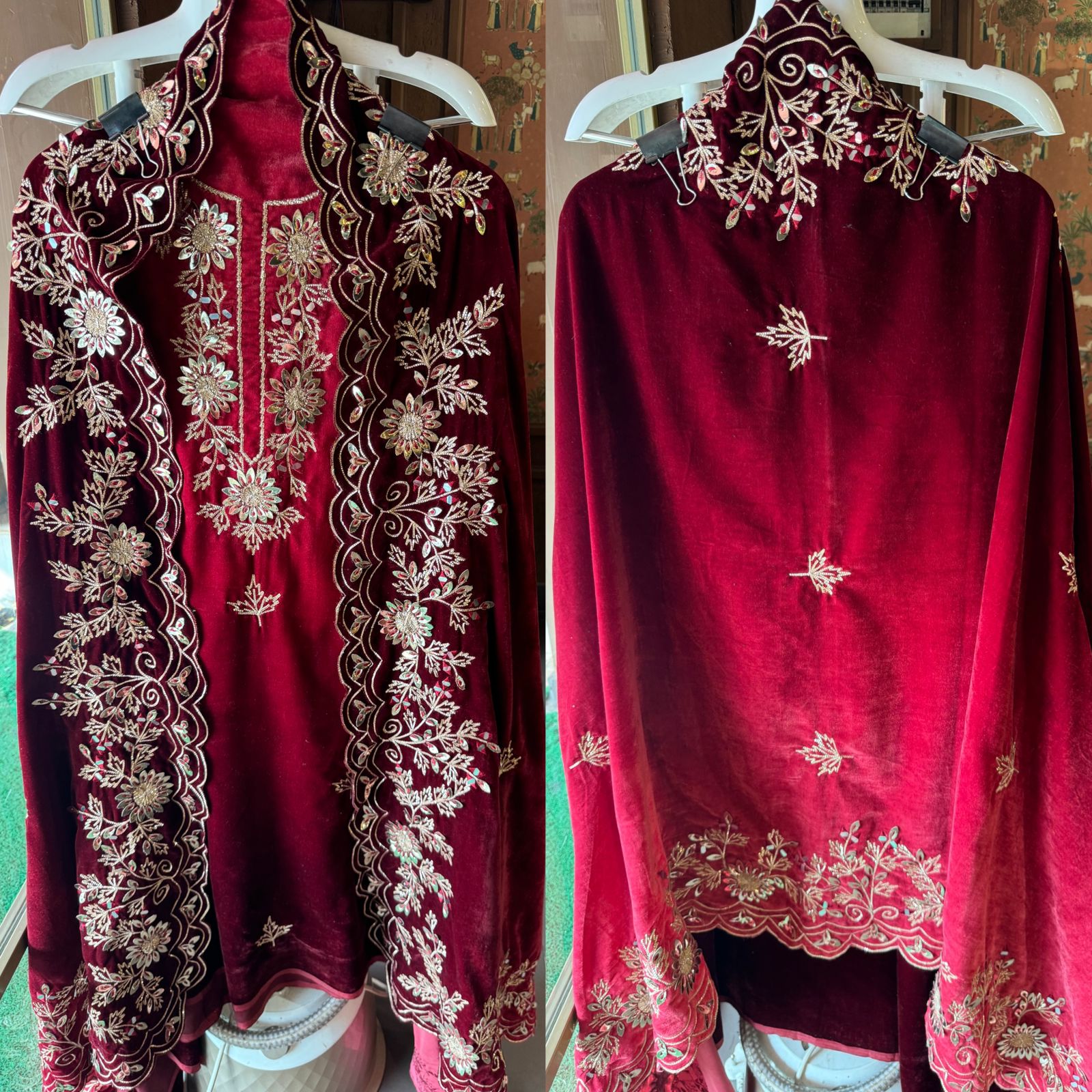 Pure silk velvet Ombre shaded Suits