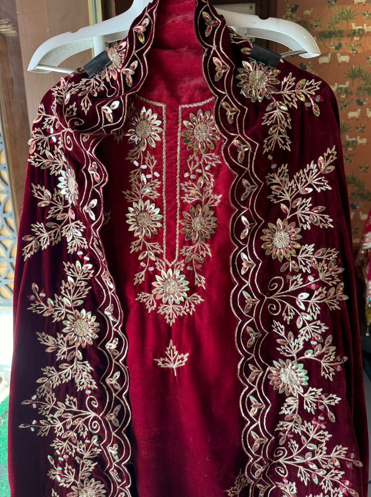 Pure silk velvet Ombre shaded Suits