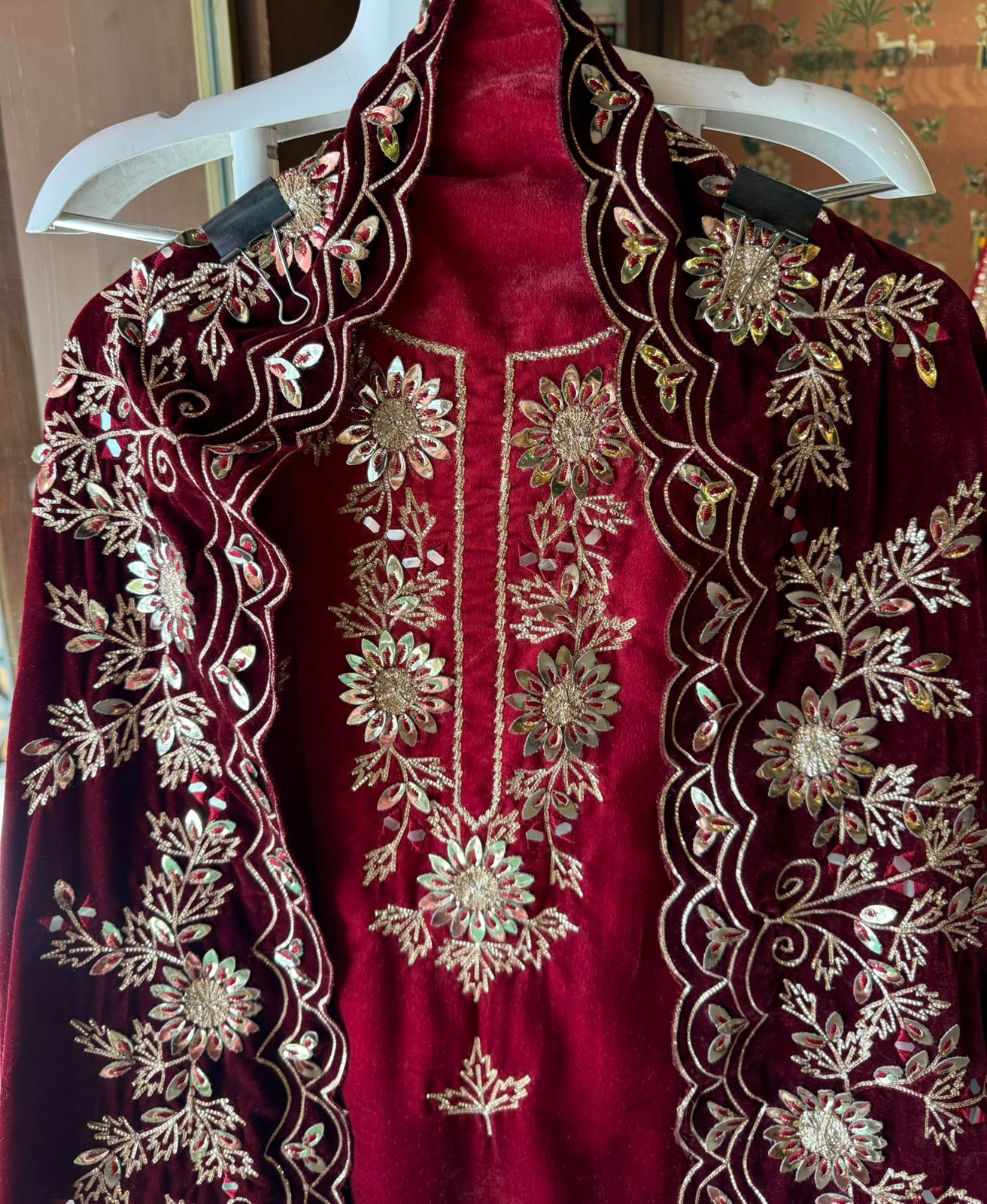 Pure silk velvet Ombre shaded Suits