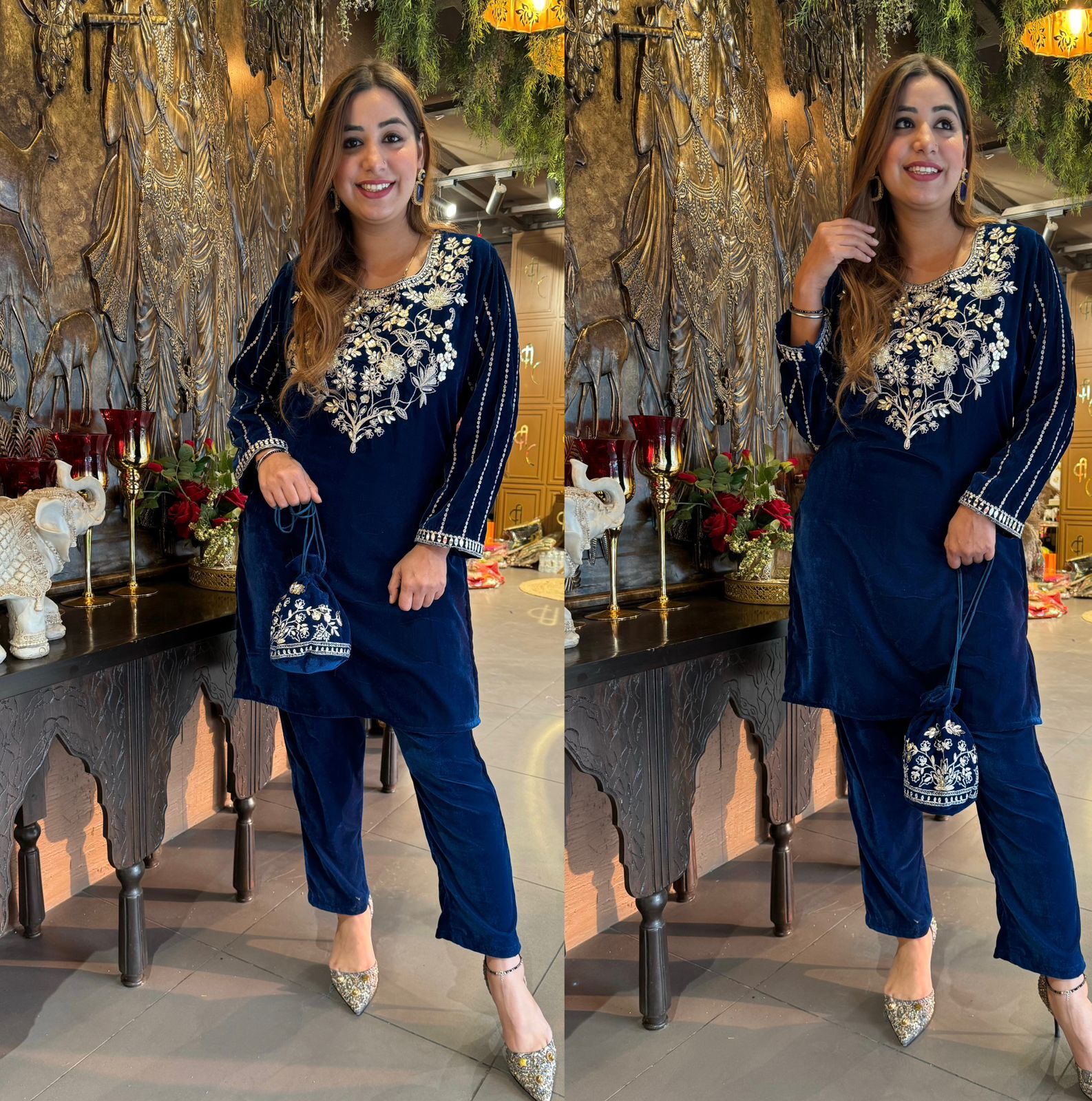 Pure Velvet stitched COORD set with  Pants