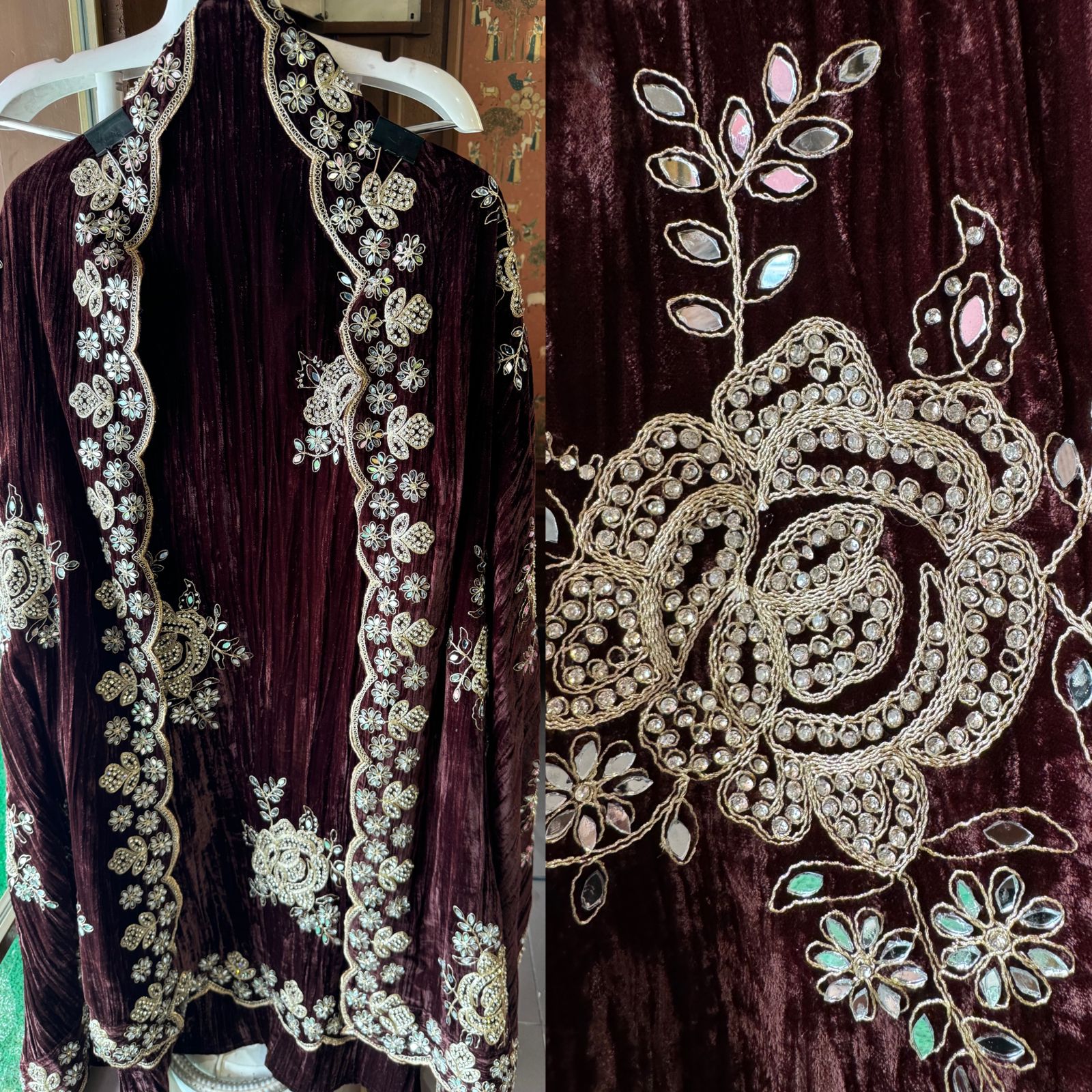 Crushed velvet unstitched Suits