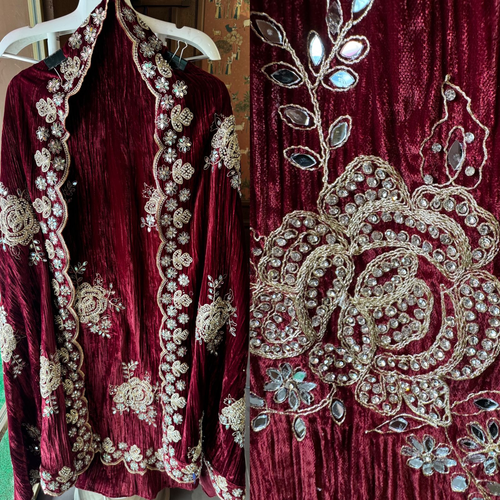 Crushed velvet unstitched Suits