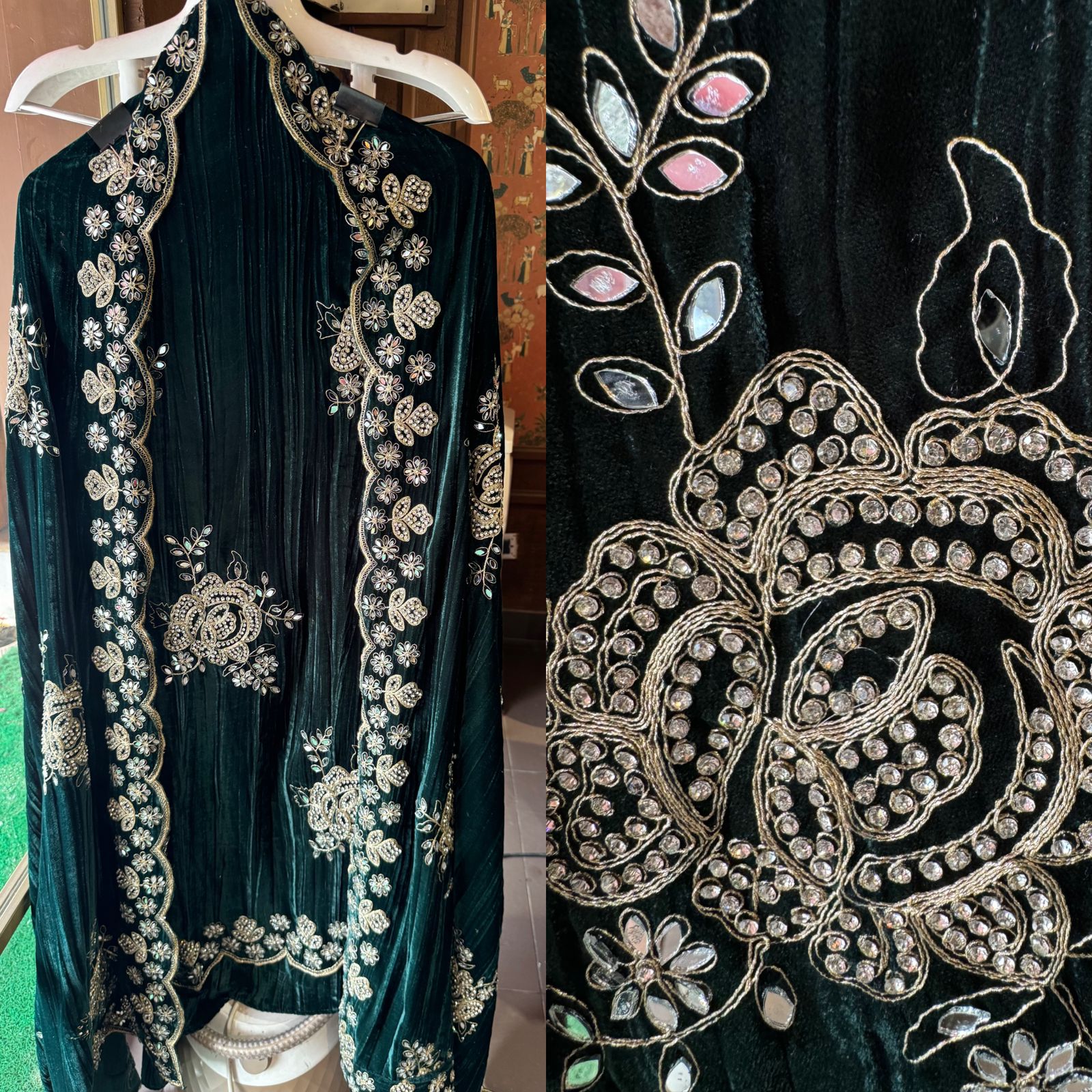 Crushed velvet unstitched Suits