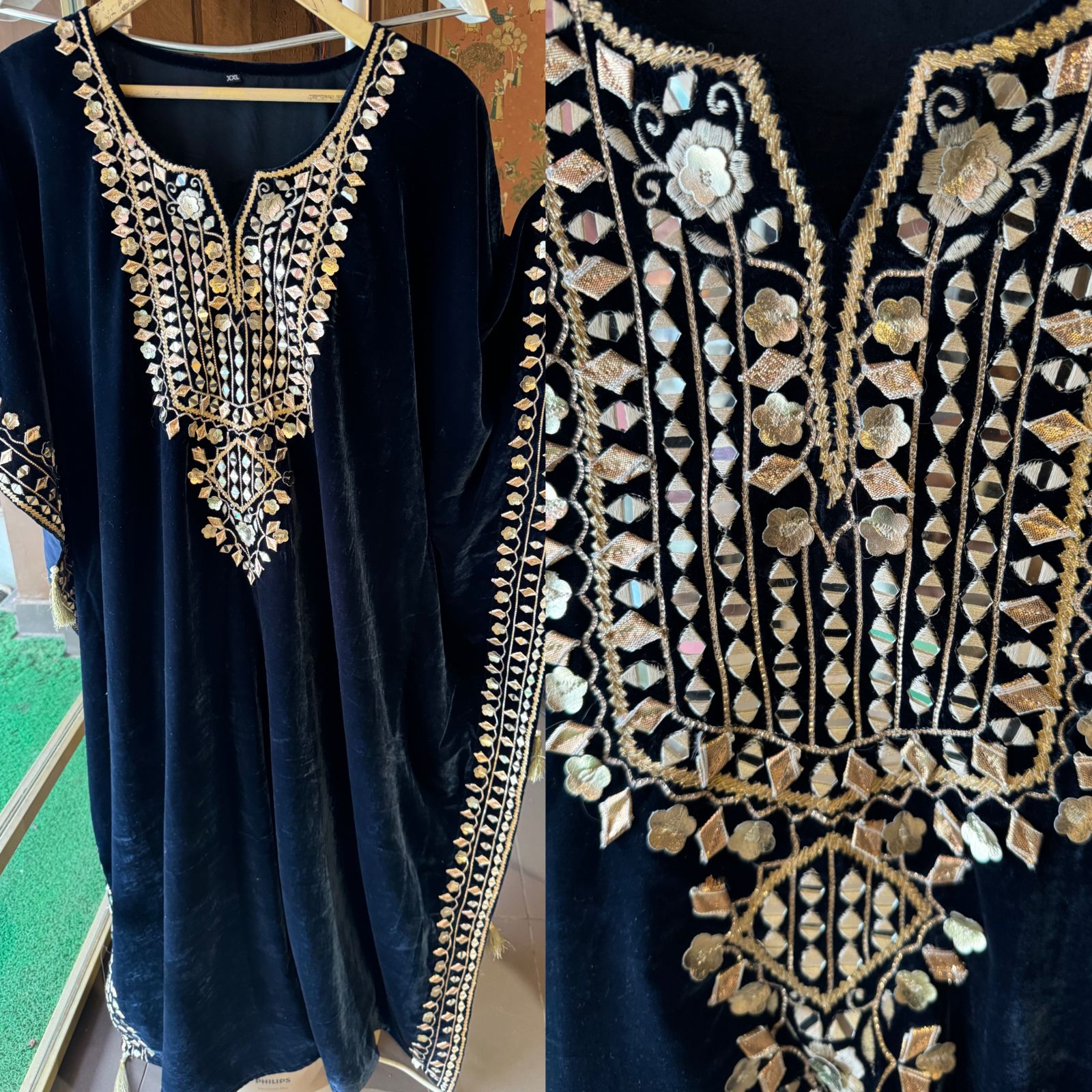 Pure Micro plain velvet kaaftan set