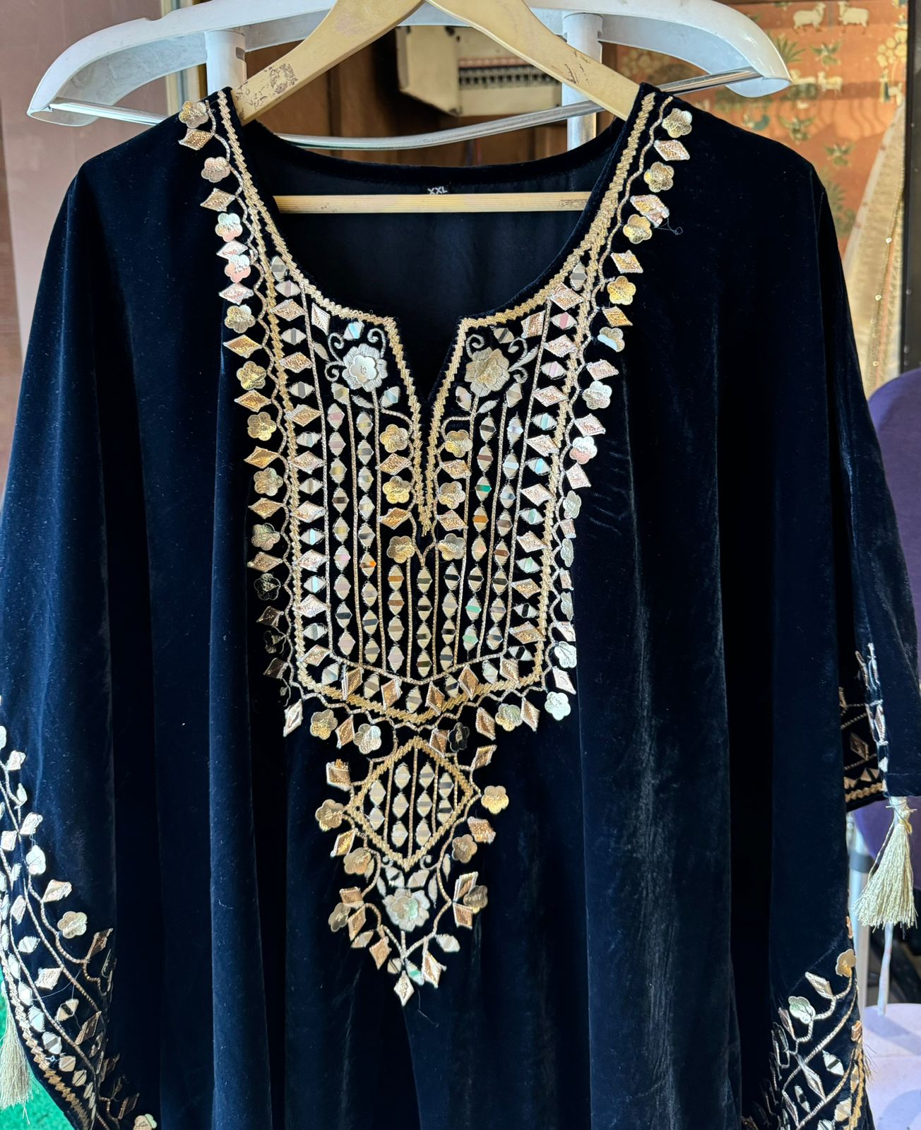 Pure Micro plain velvet kaaftan set