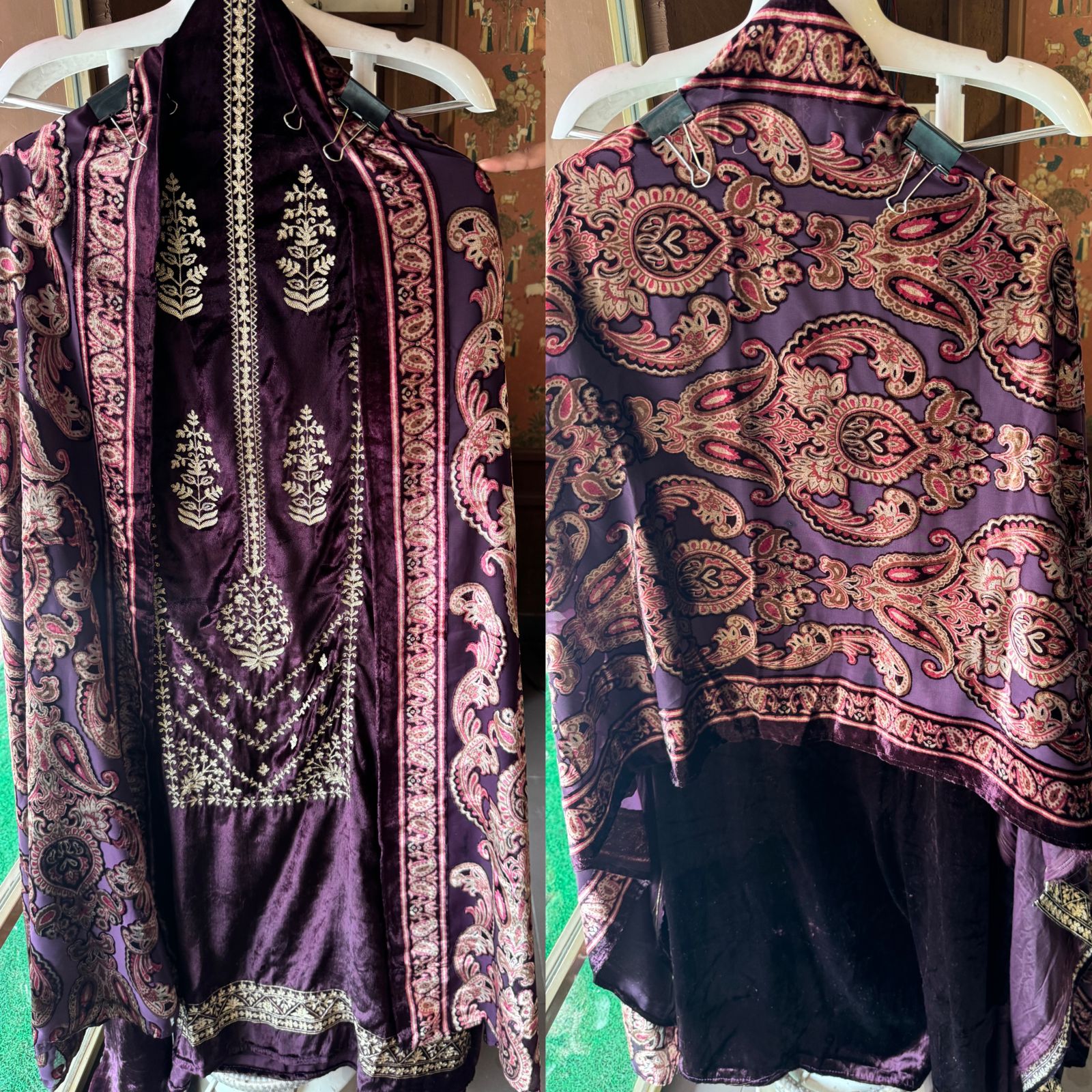 Shop our latest launch this winters of velvet suits with brasso shawls