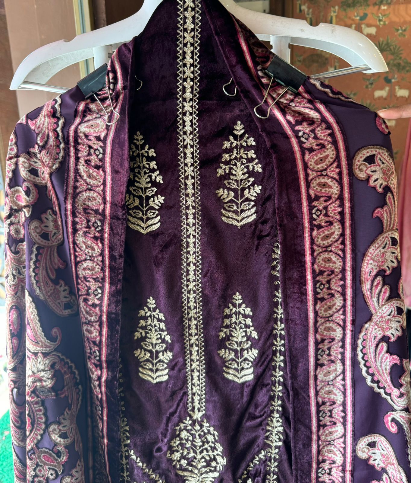 Shop our latest launch this winters of velvet suits with brasso shawls