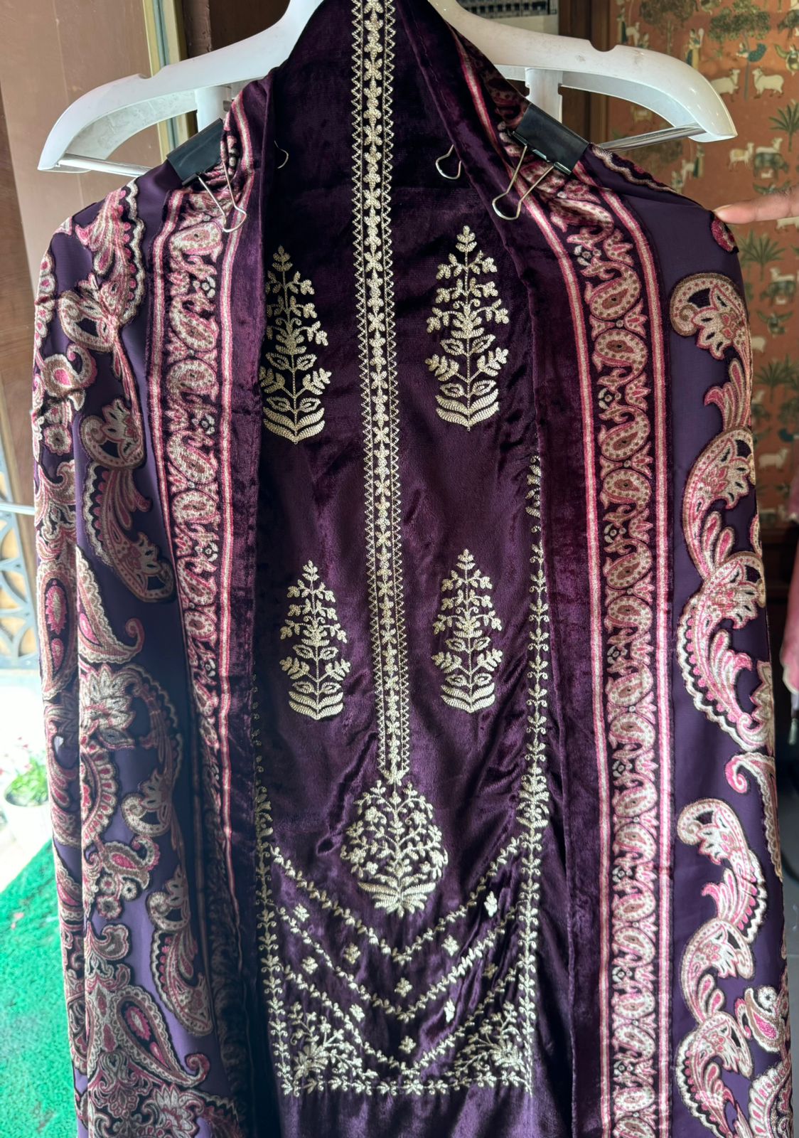 Shop our latest launch this winters of velvet suits with brasso shawls