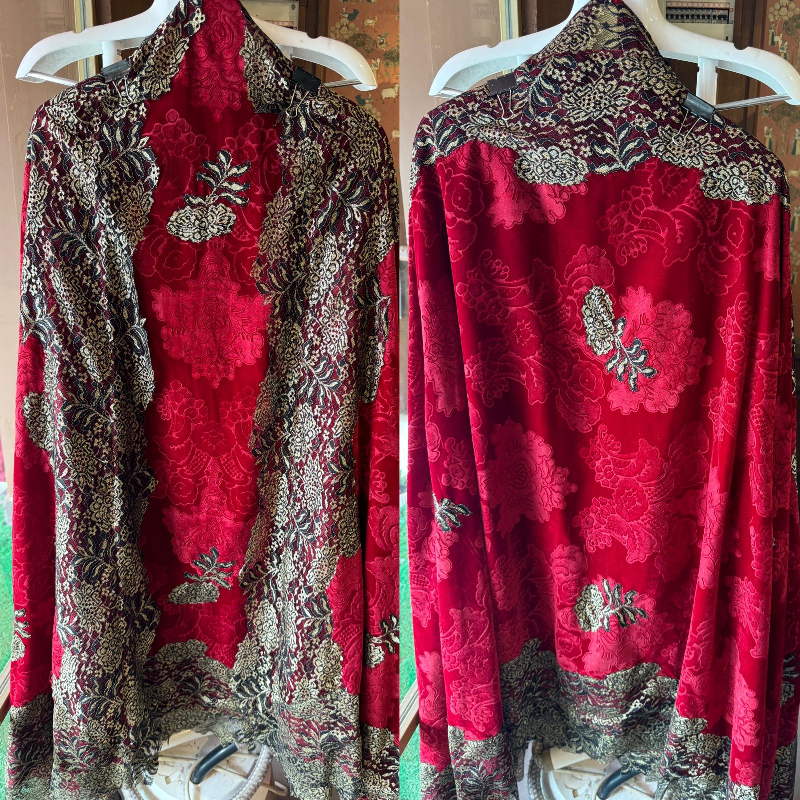 Pure self jacquard velvet unstitched shirt