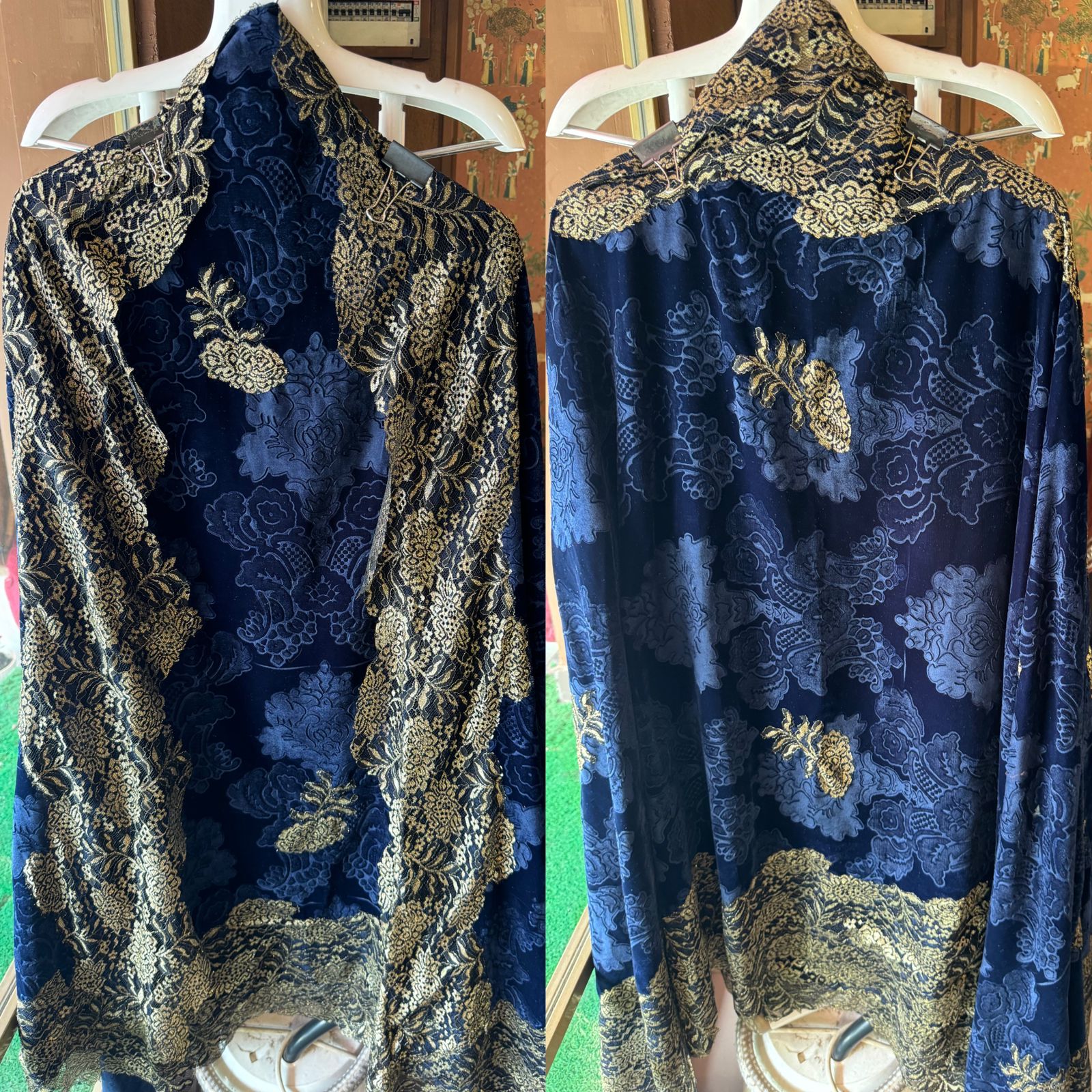 Pure self jacquard velvet unstitched shirt