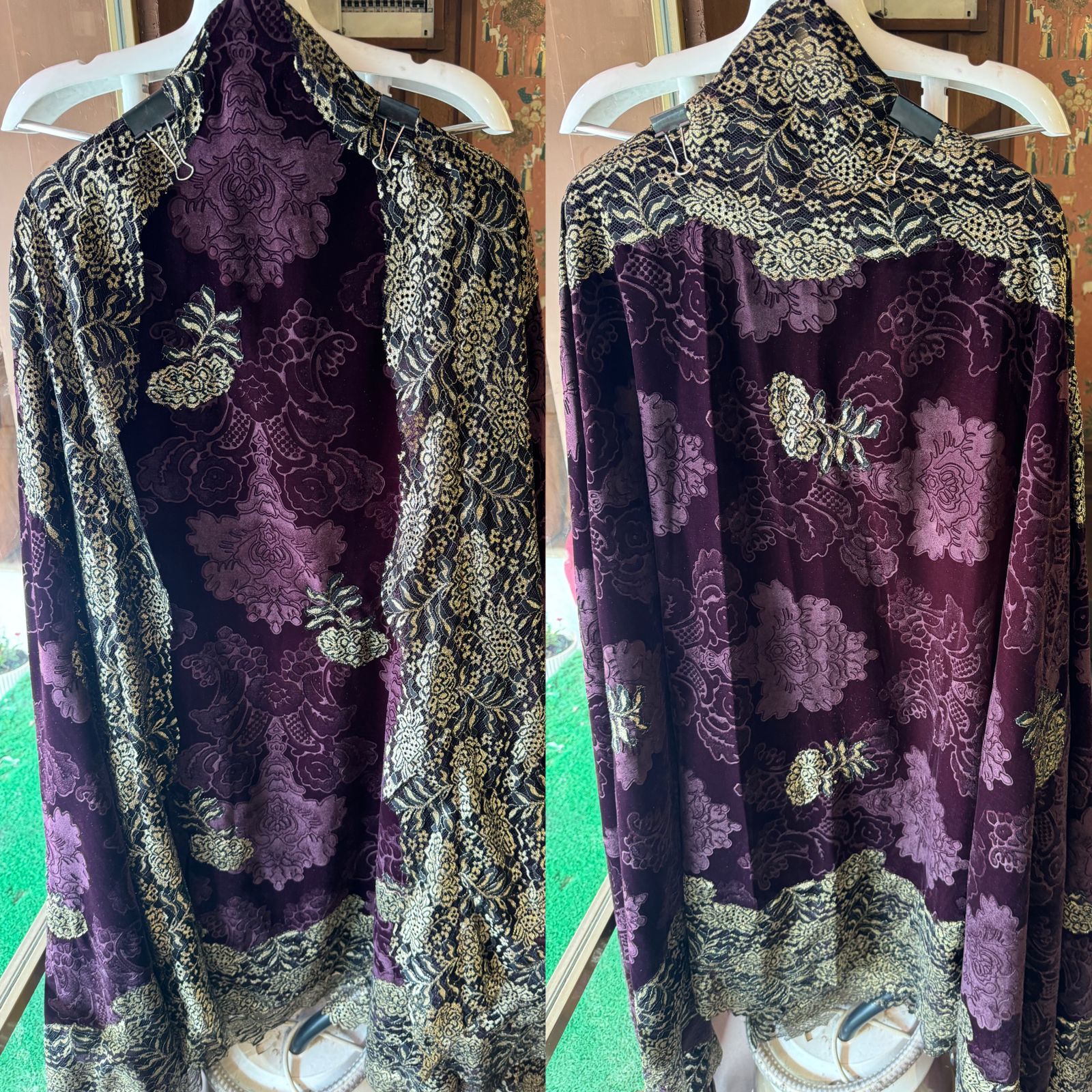 Pure self jacquard velvet unstitched shirt