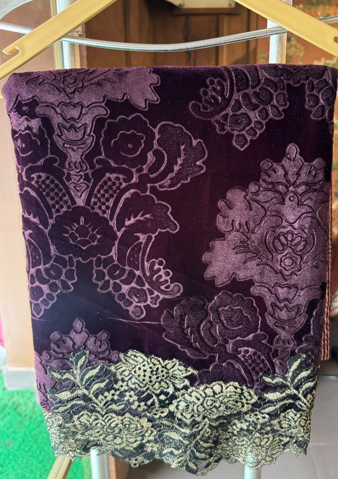 Pure self jacquard velvet unstitched shirt