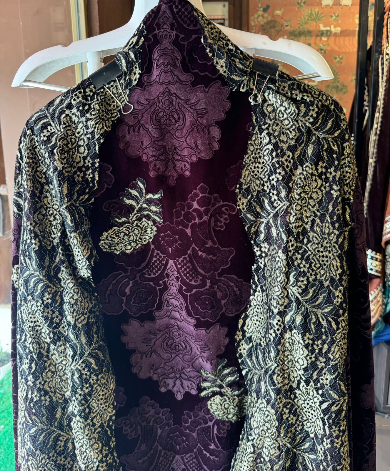 Pure self jacquard velvet unstitched shirt