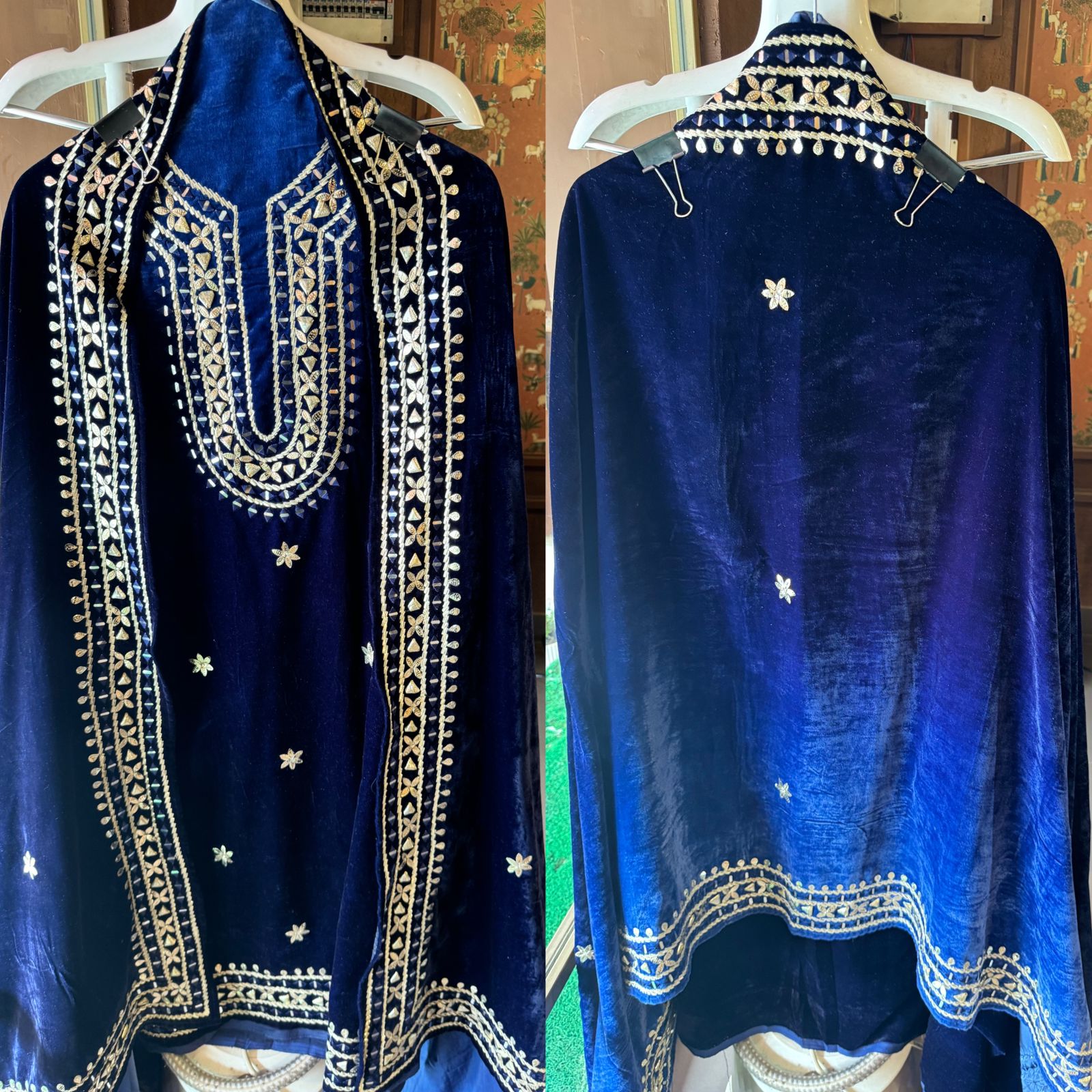 Silk velvet Unstitched Ombre shaded velvet suits