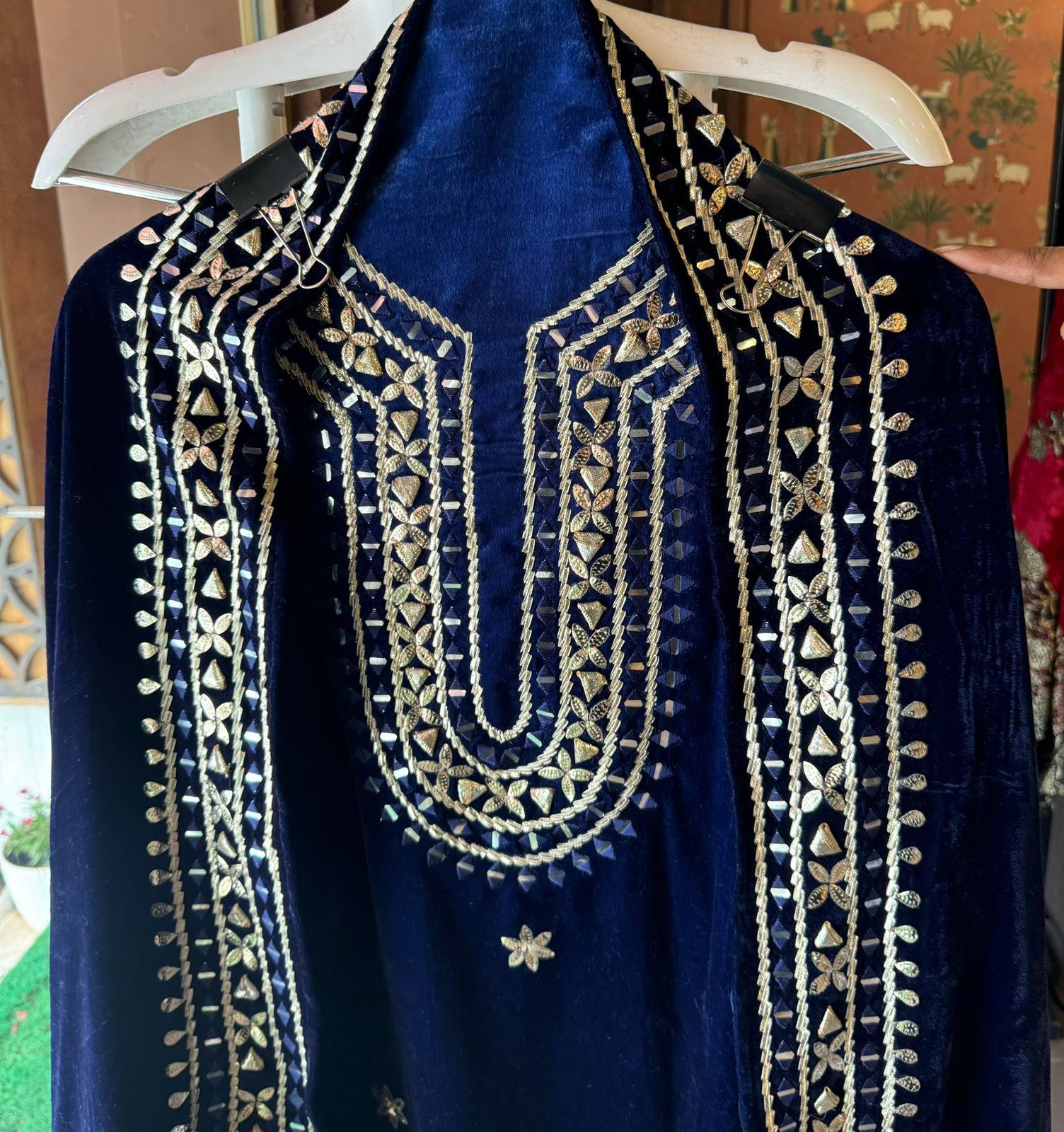 Silk velvet Unstitched Ombre shaded velvet suits