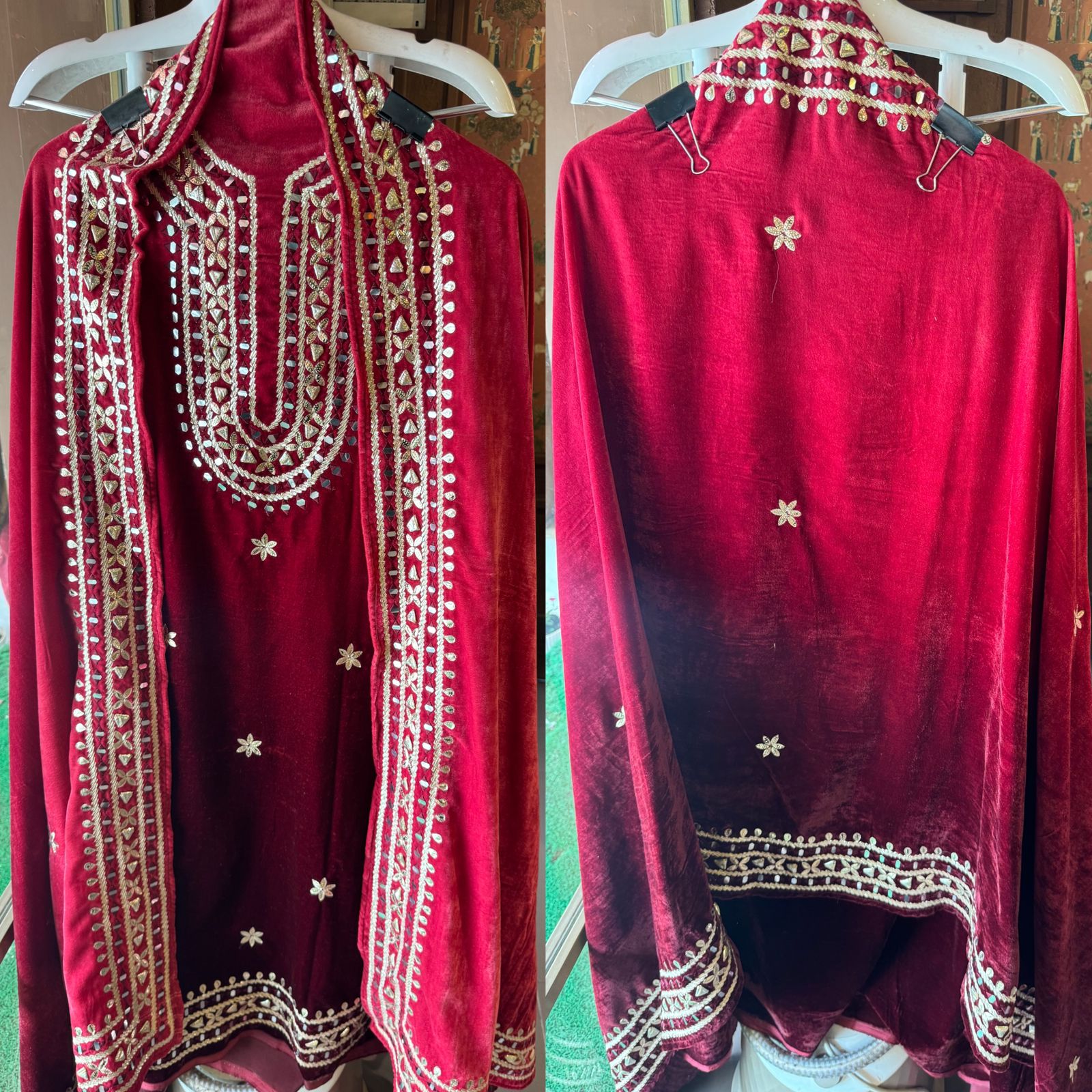 Silk velvet Unstitched Ombre shaded velvet suits