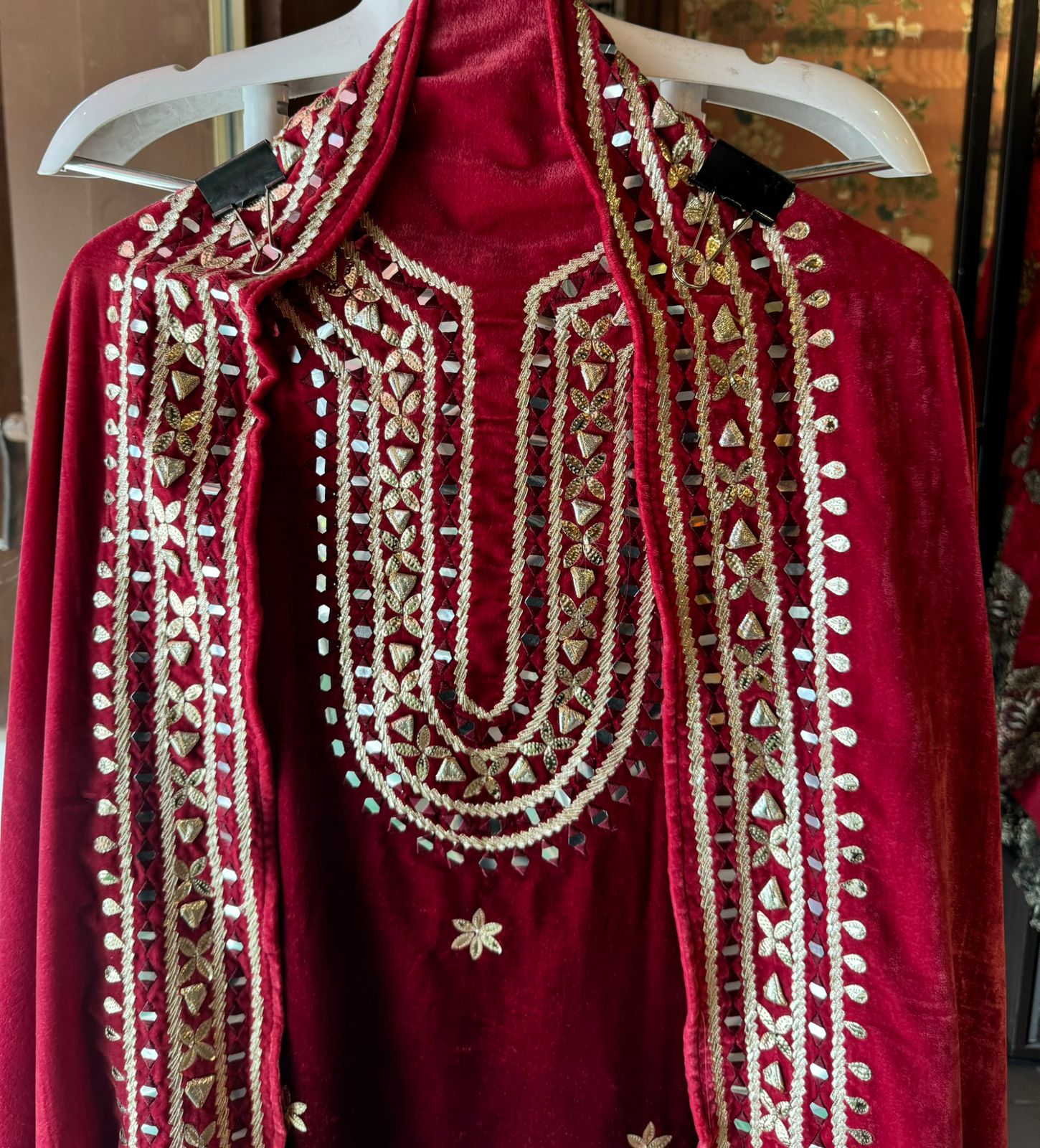 Silk velvet Unstitched Ombre shaded velvet suits