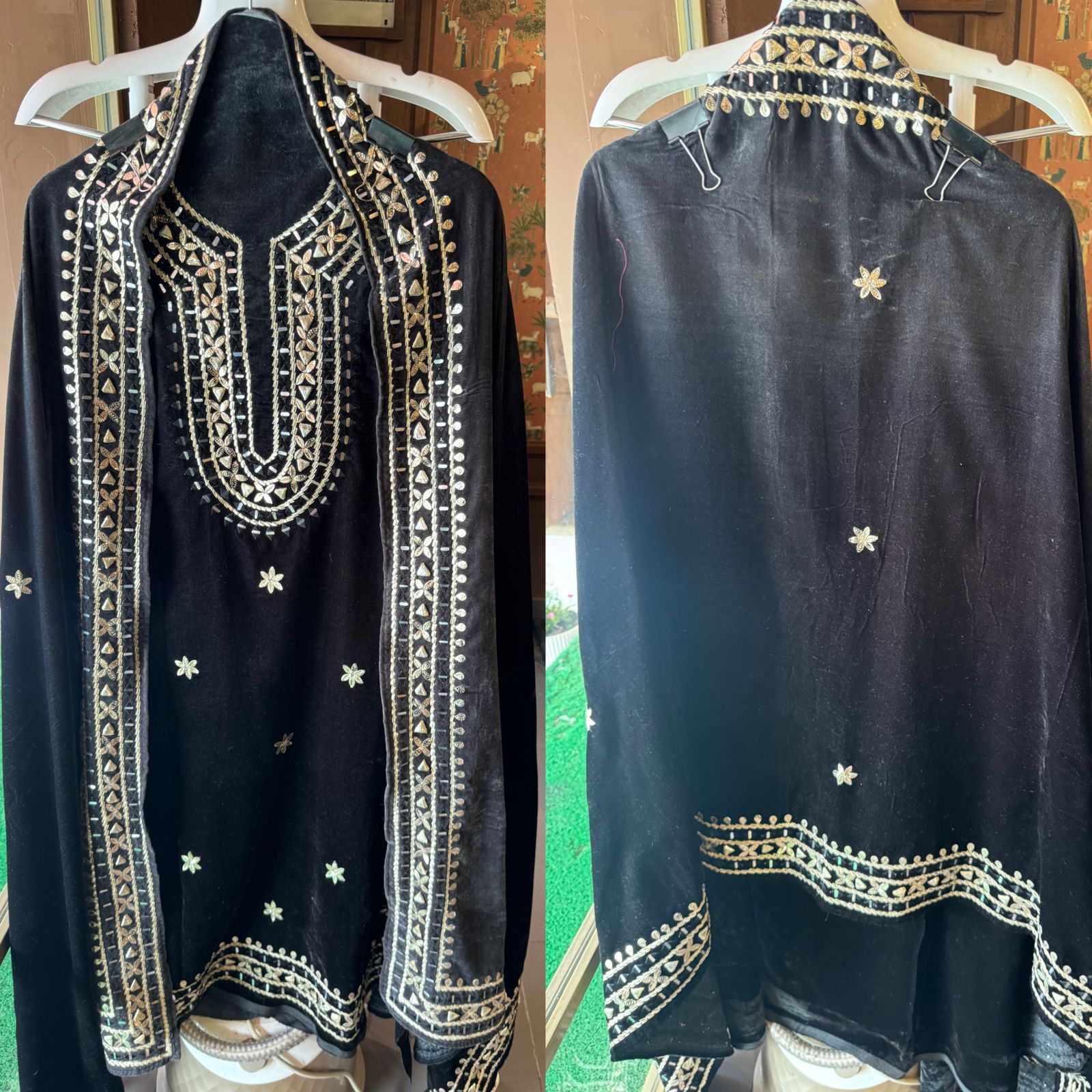 Silk velvet Unstitched Ombre shaded velvet suits