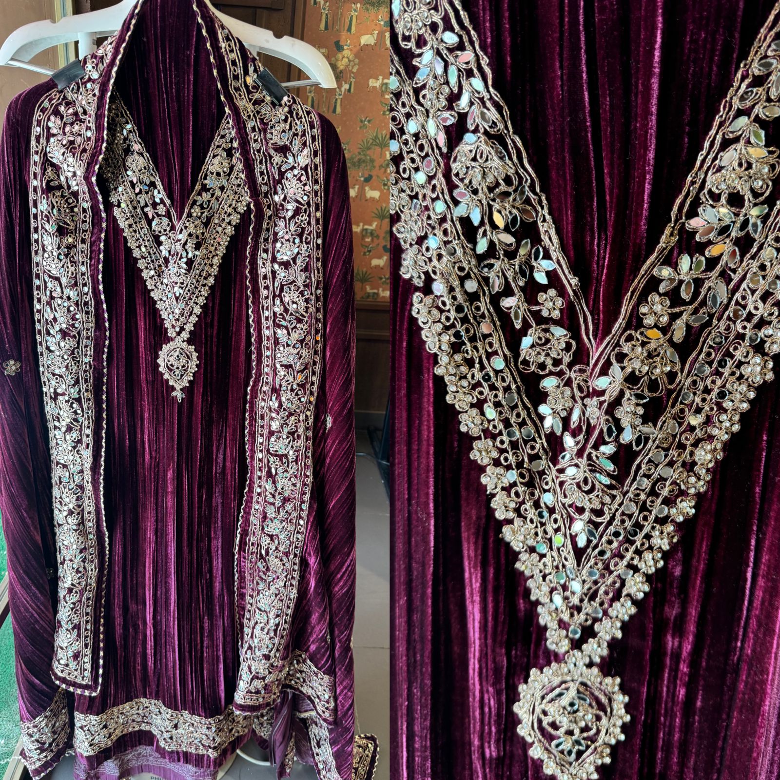 SHOP OUR BEST SELLING CRUSHED VELVET MIRROR WORK SUITS