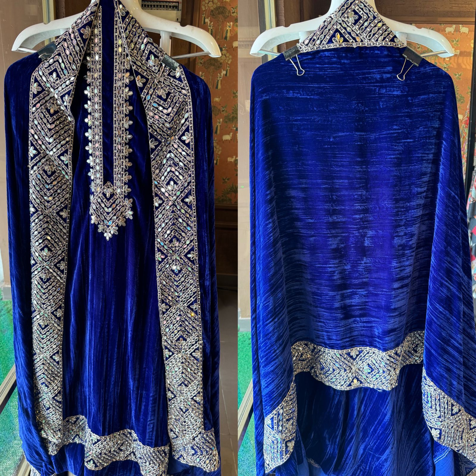 Crushed velvet unstitched Suit