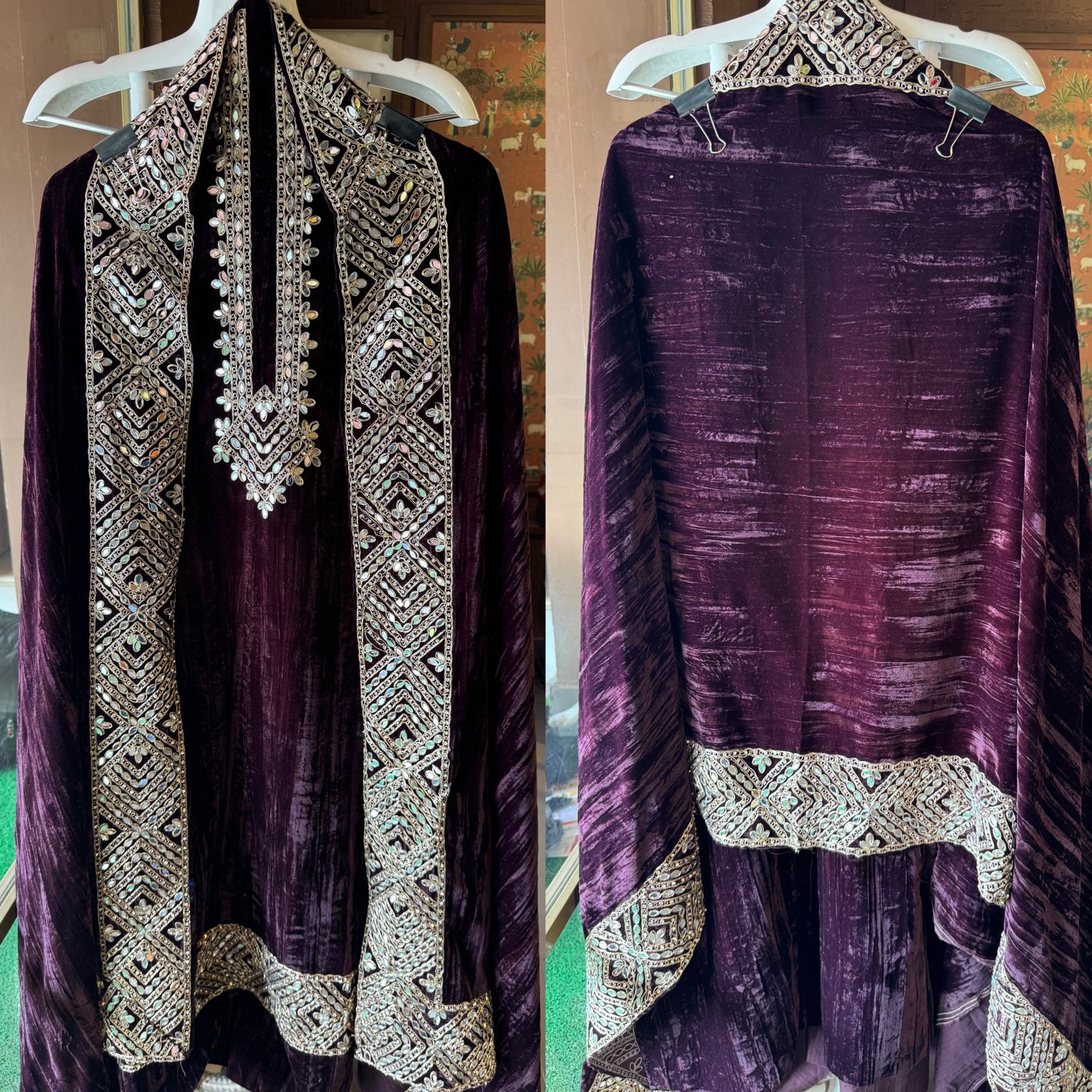 Crushed velvet unstitched Suit