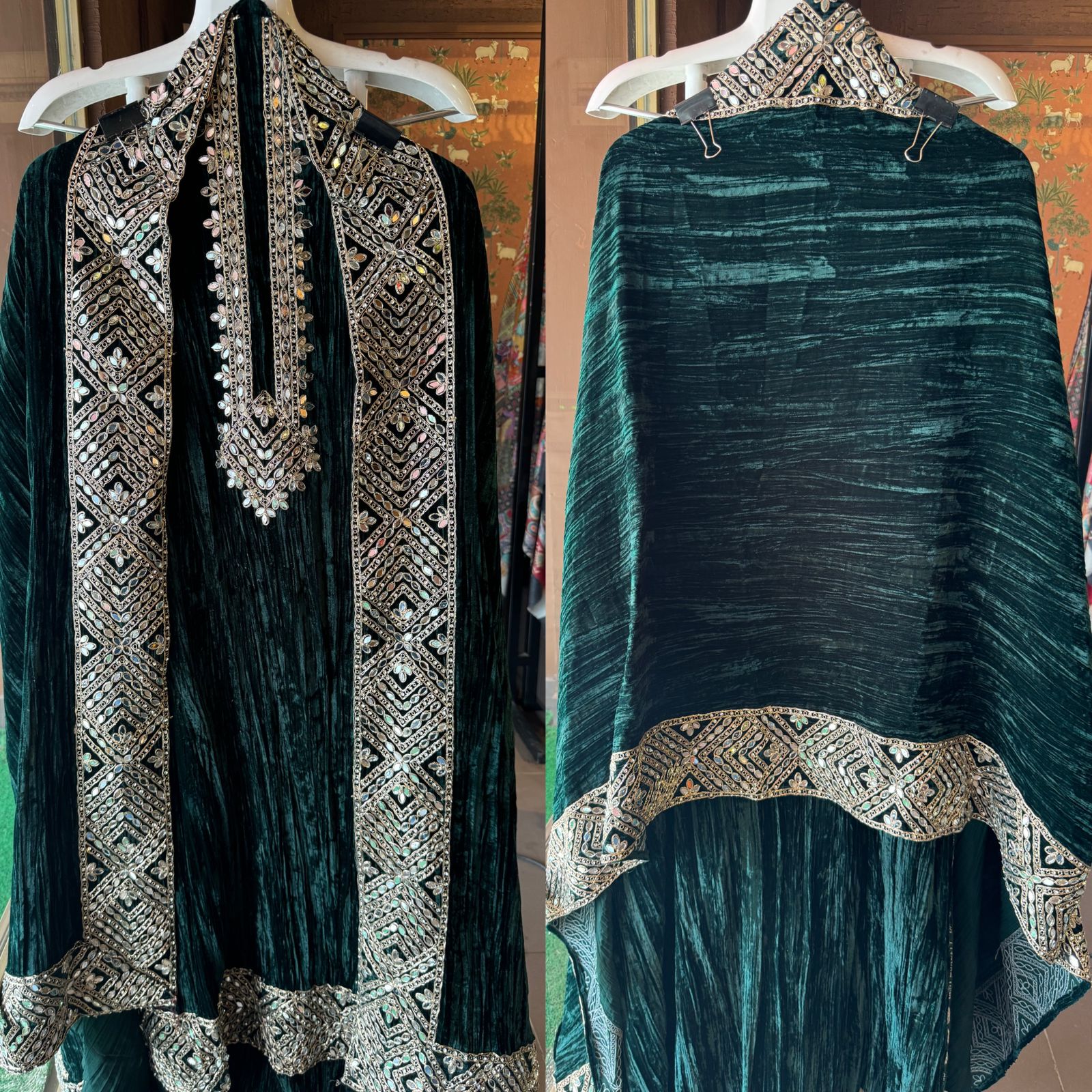 Crushed velvet unstitched Suit