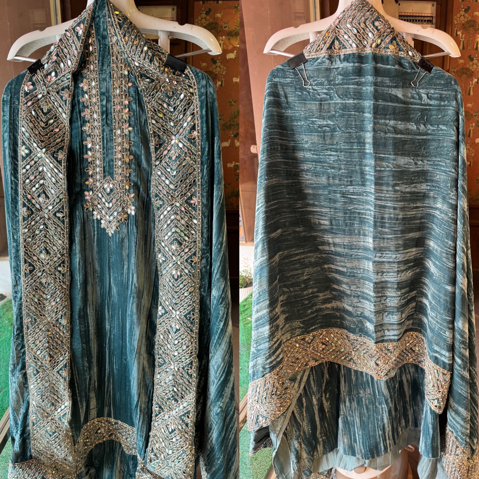 Crushed velvet unstitched Suit