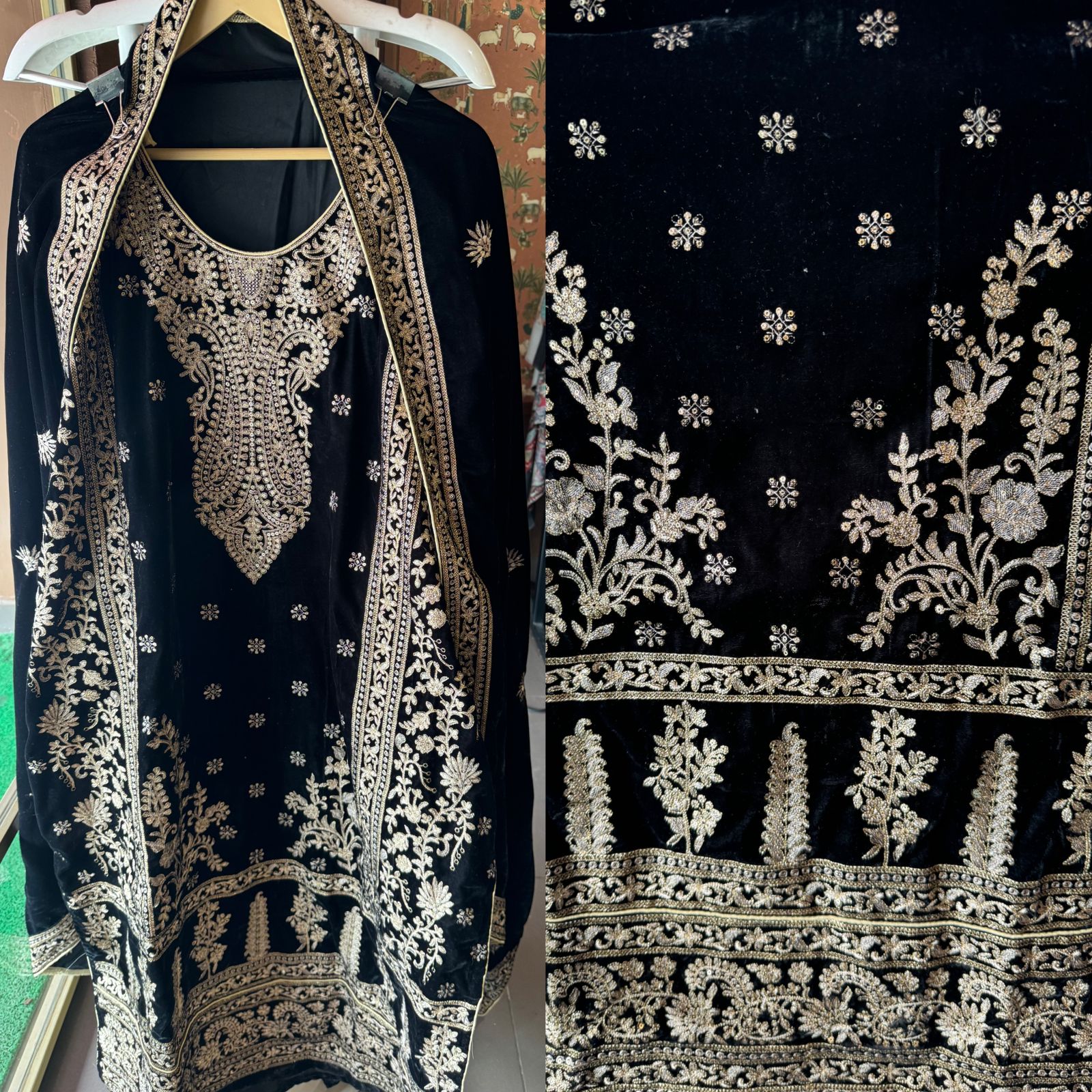 Shop our latest launch of Pakistani suit in velvet in 5 Colours