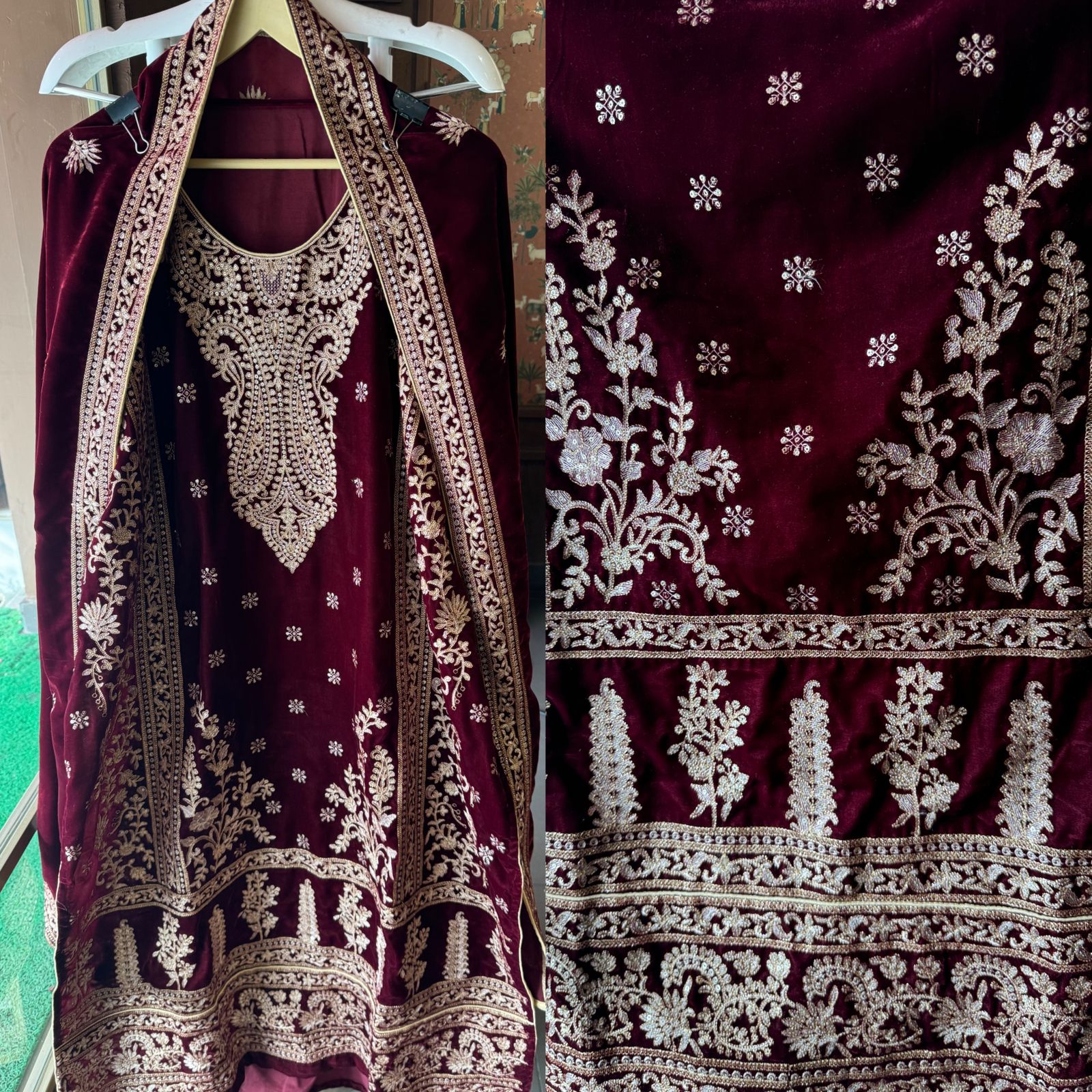 Shop our latest launch of Pakistani suit in velvet in 5 Colours