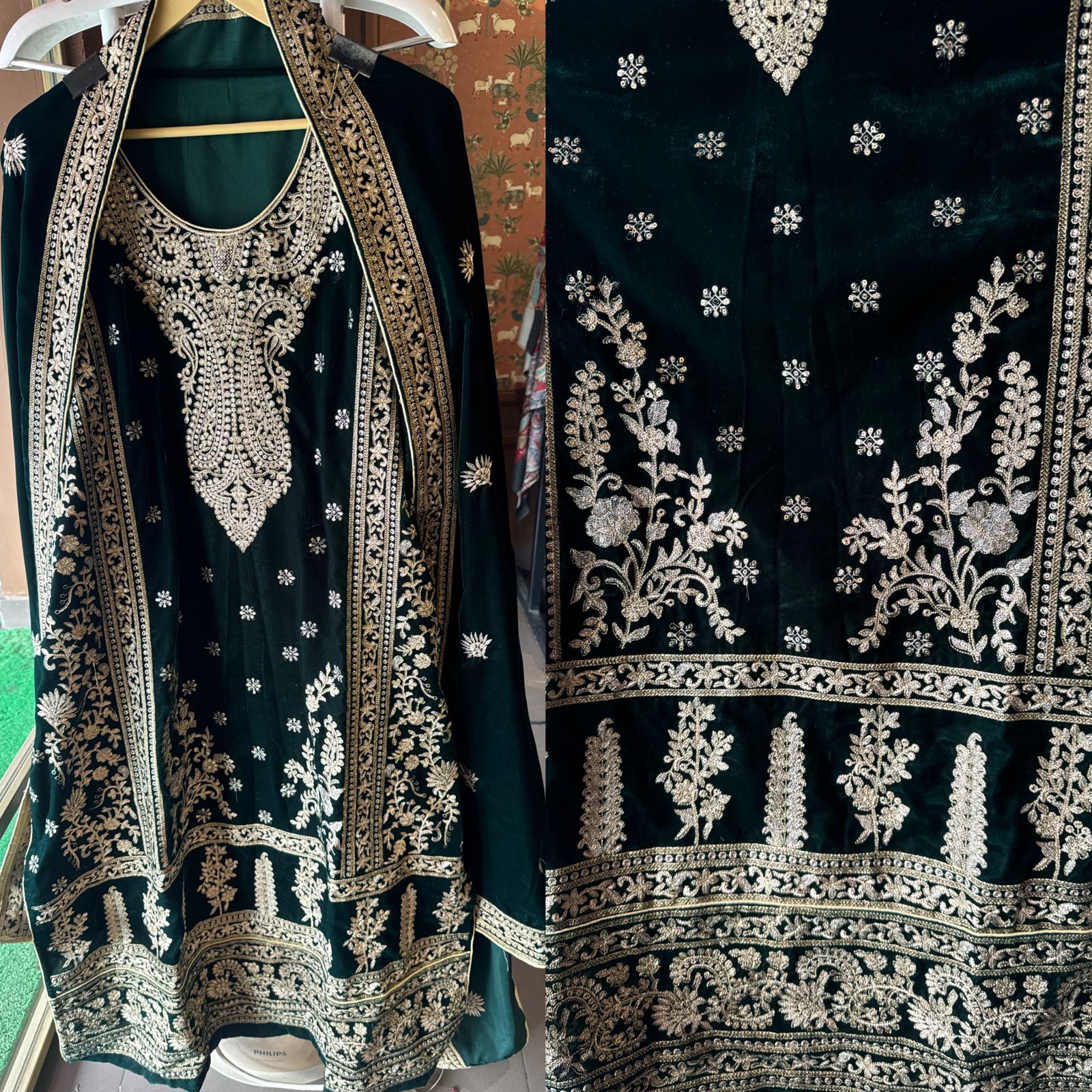 Shop our latest launch of Pakistani suit in velvet in 5 Colours