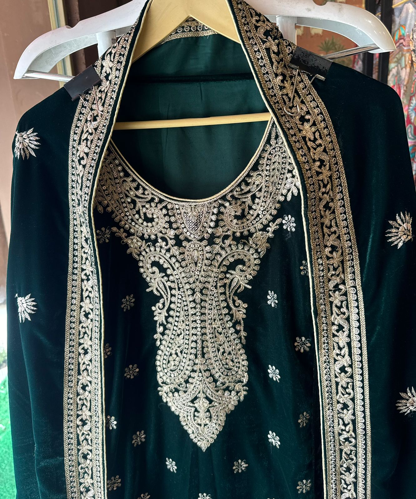 Shop our latest launch of Pakistani suit in velvet in 5 Colours