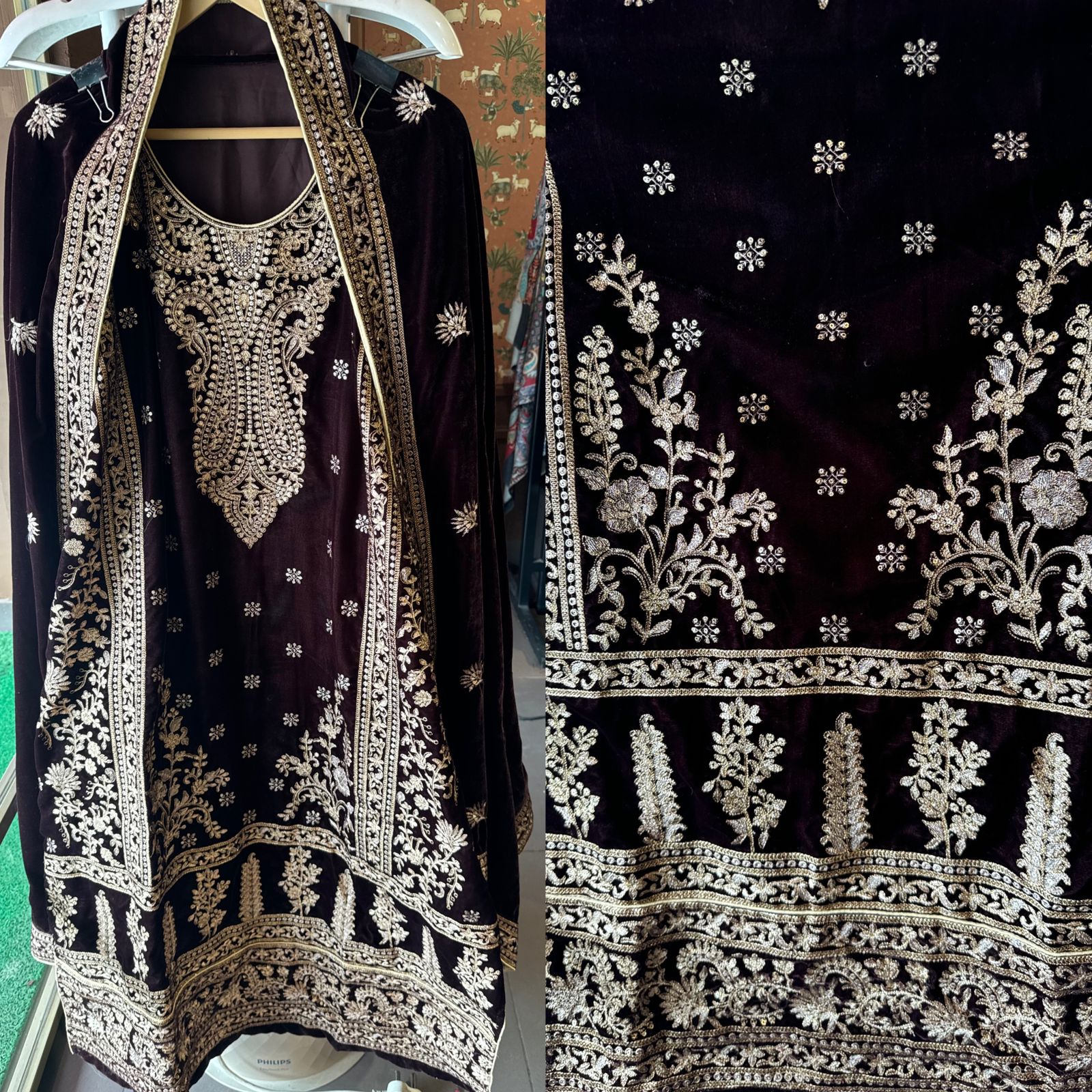 Shop our latest launch of Pakistani suit in velvet in 5 Colours