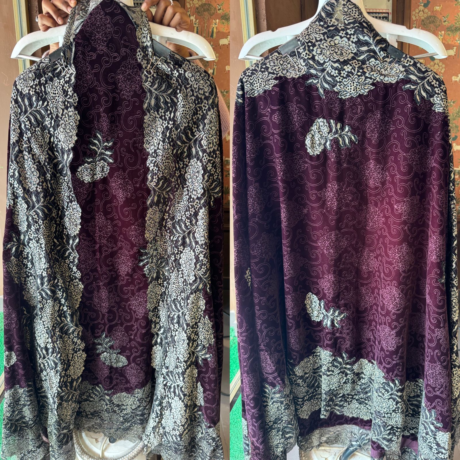 Pure self jacquard velvet unstitched shirt