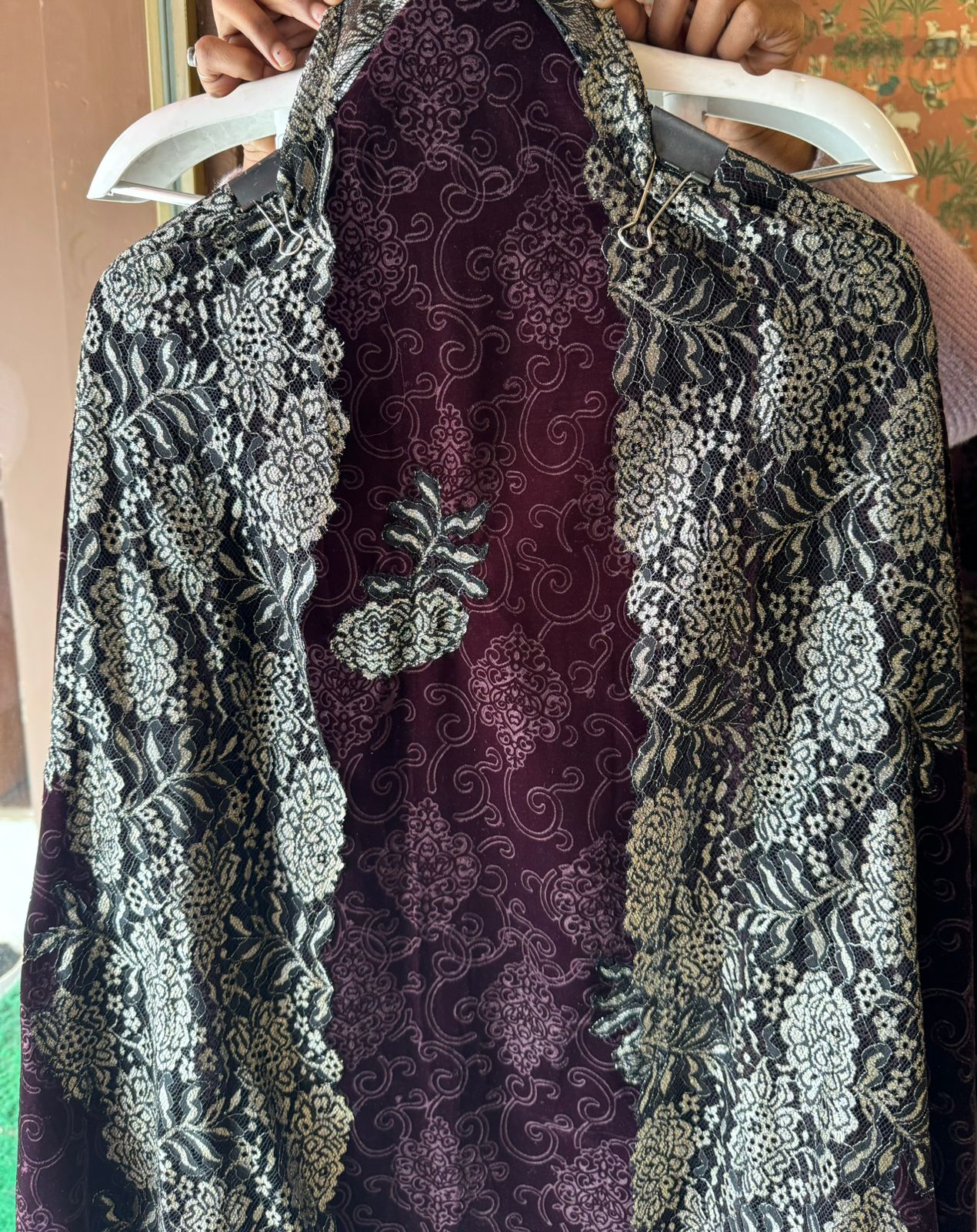 Pure self jacquard velvet unstitched shirt