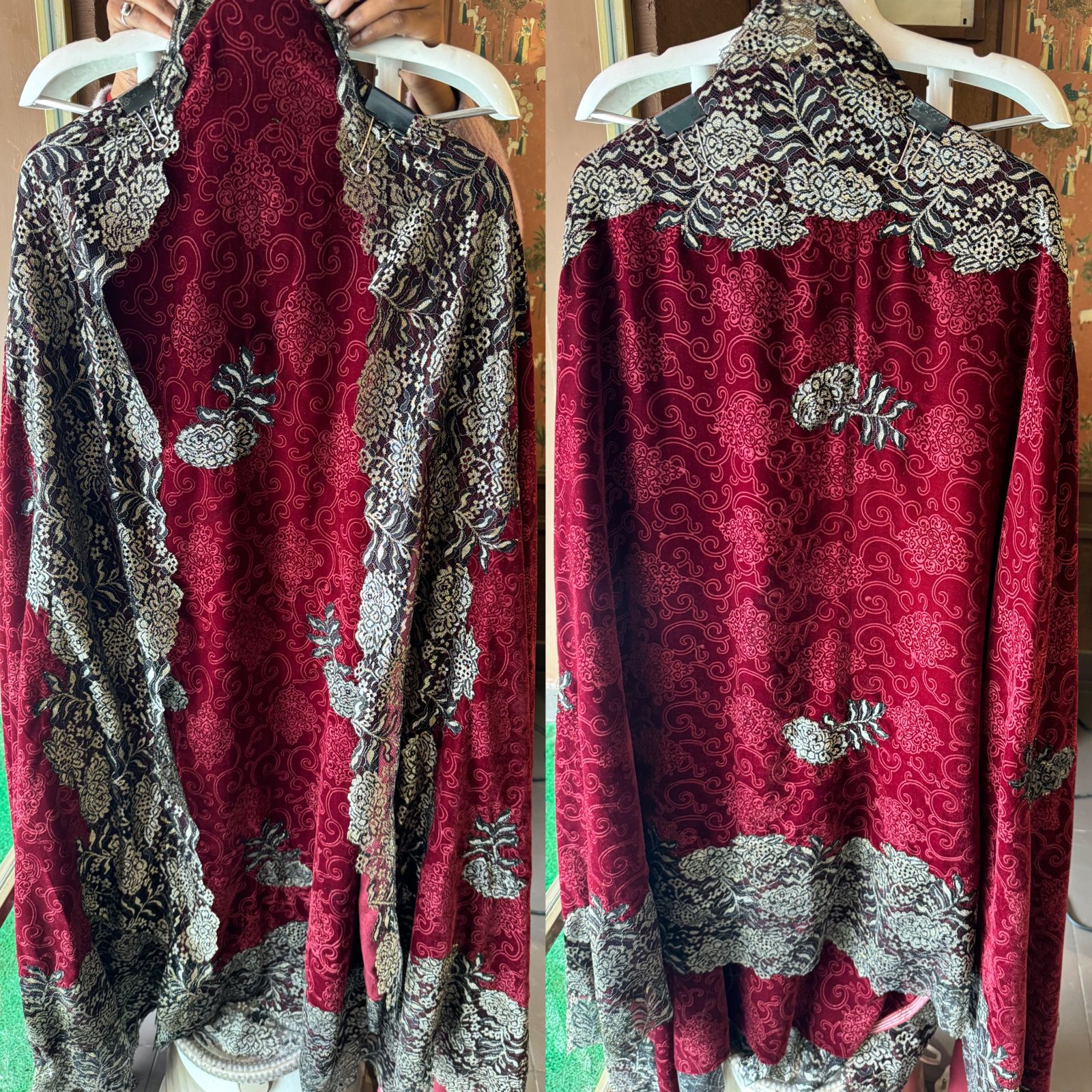 Pure self jacquard velvet unstitched shirt