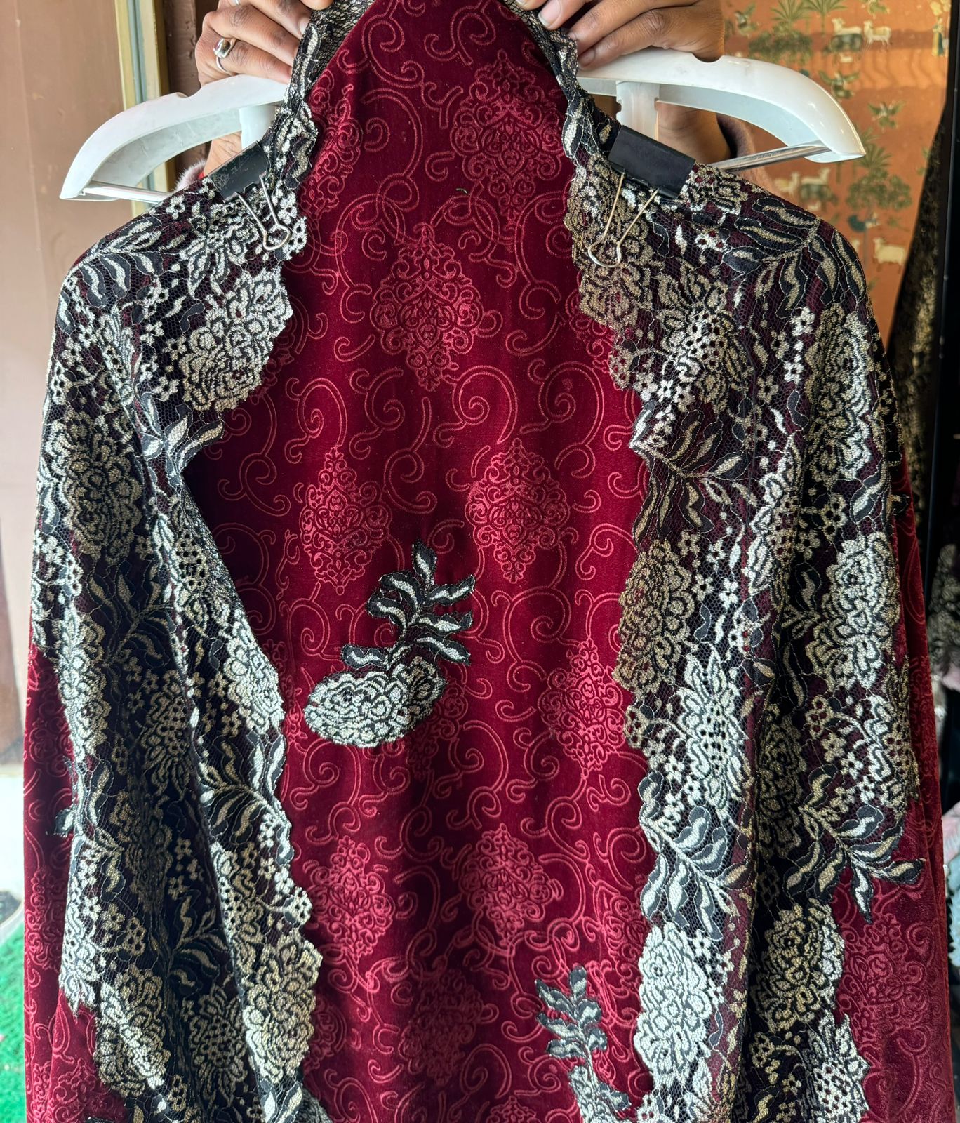 Pure self jacquard velvet unstitched shirt