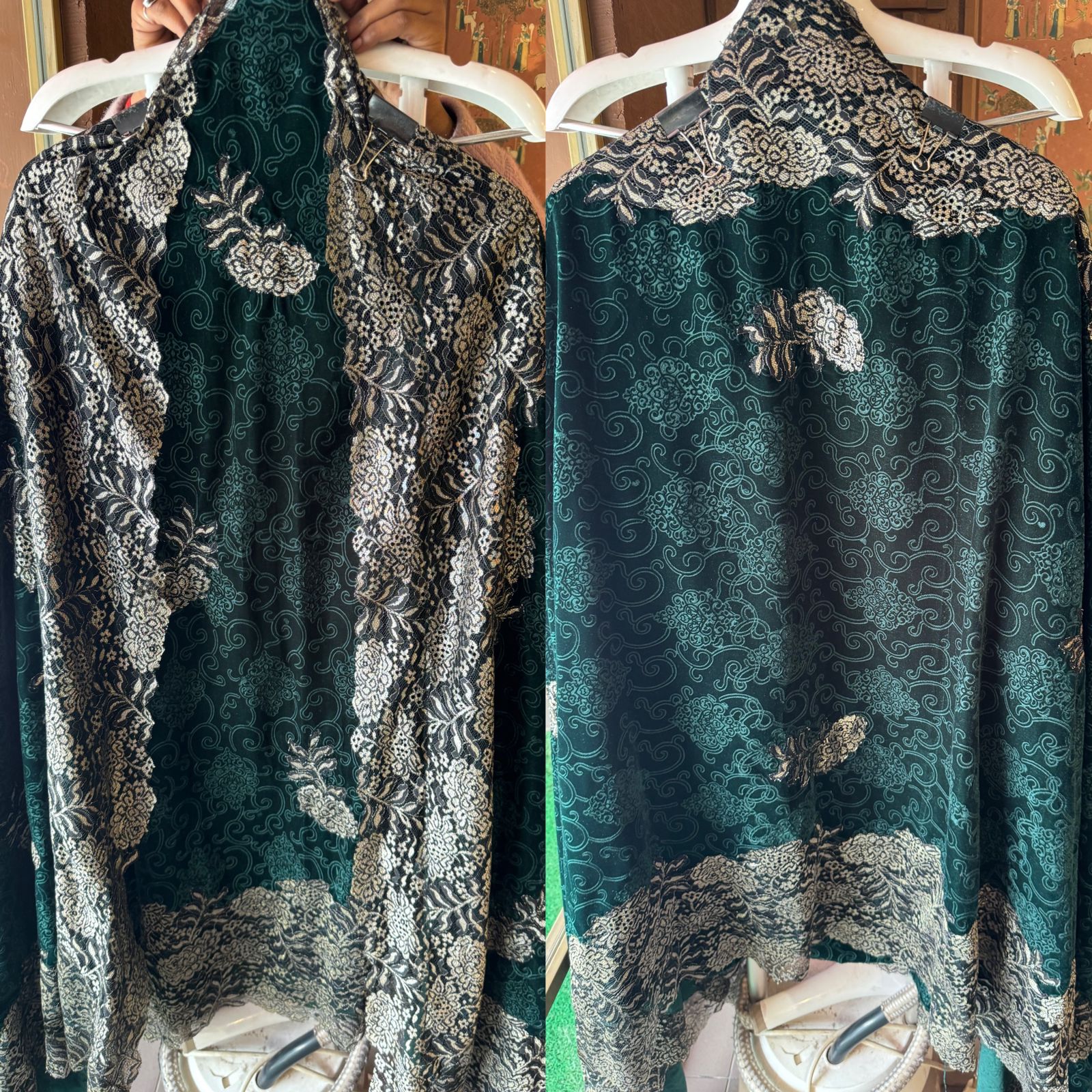 Pure self jacquard velvet unstitched shirt