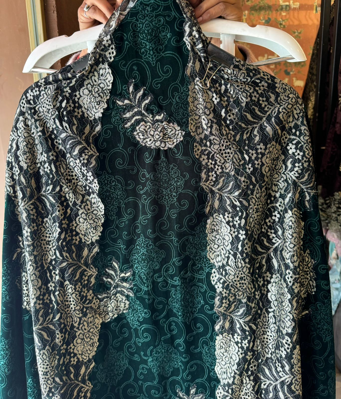 Pure self jacquard velvet unstitched shirt