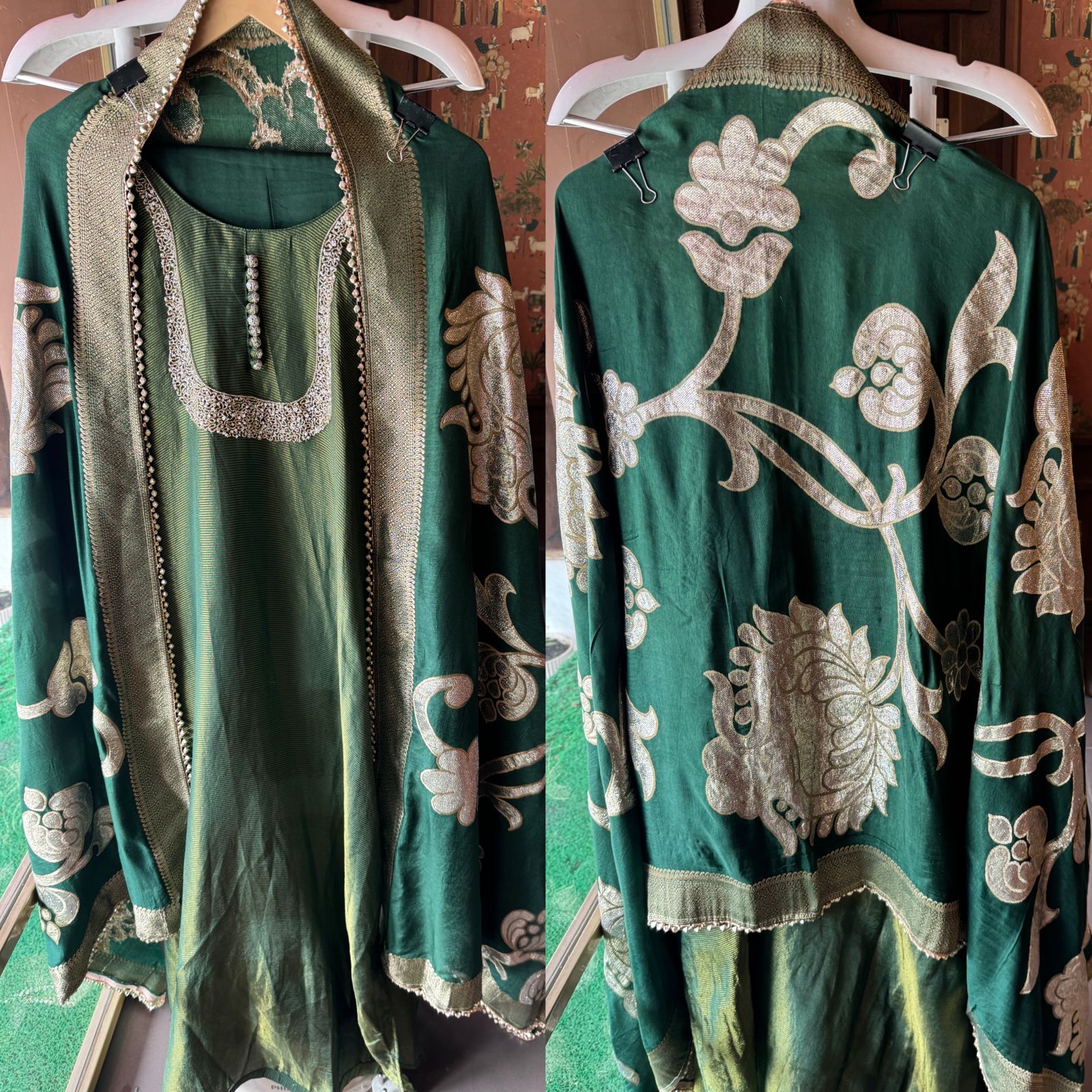 Self Tissue Kurta with Gold lurex