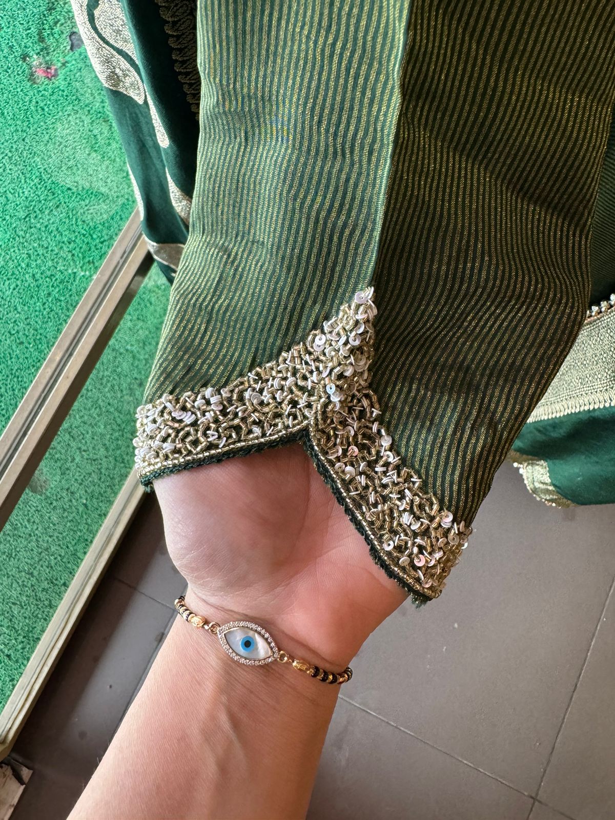 Self Tissue Kurta with Gold lurex