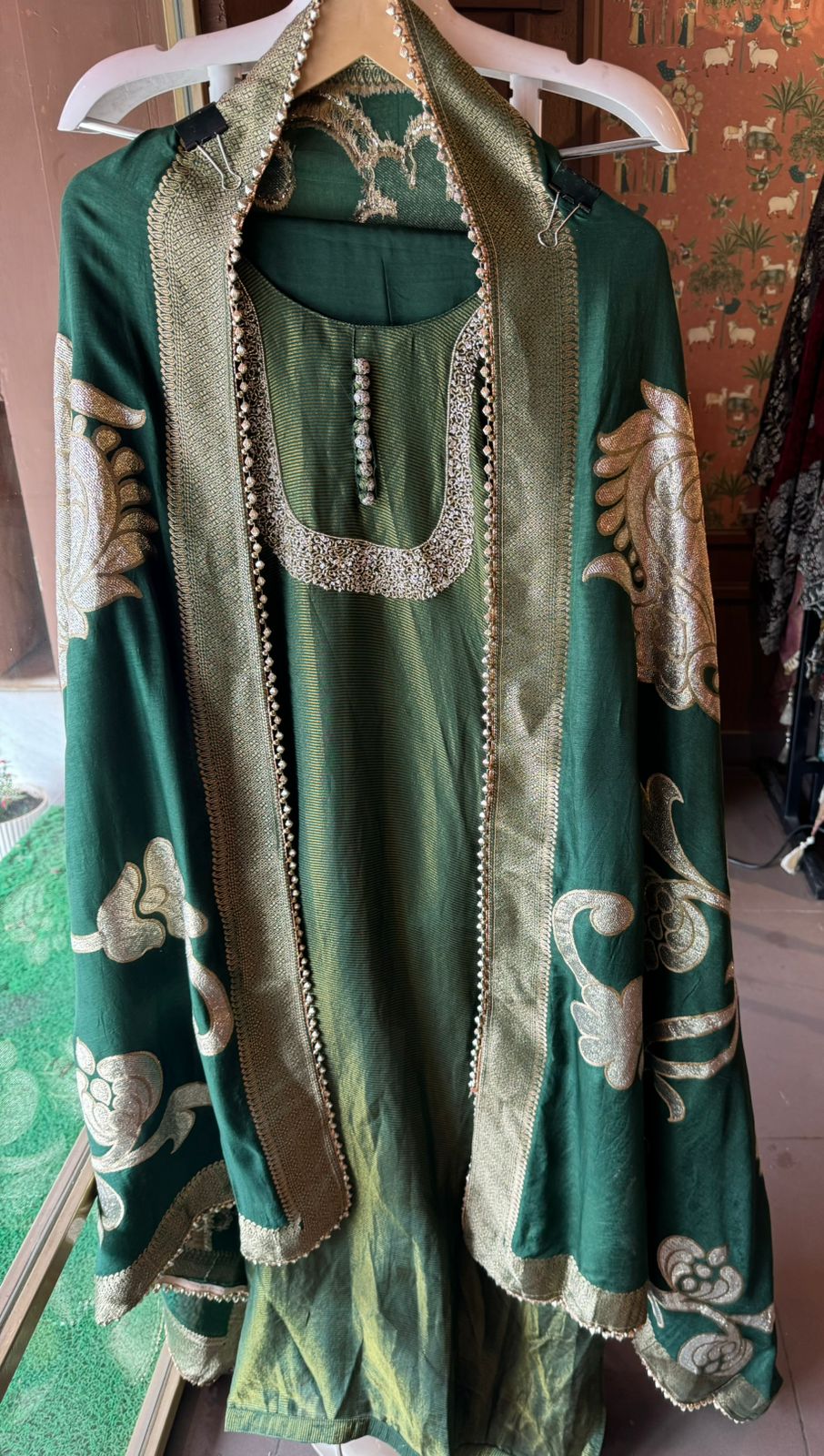 Self Tissue Kurta with Gold lurex