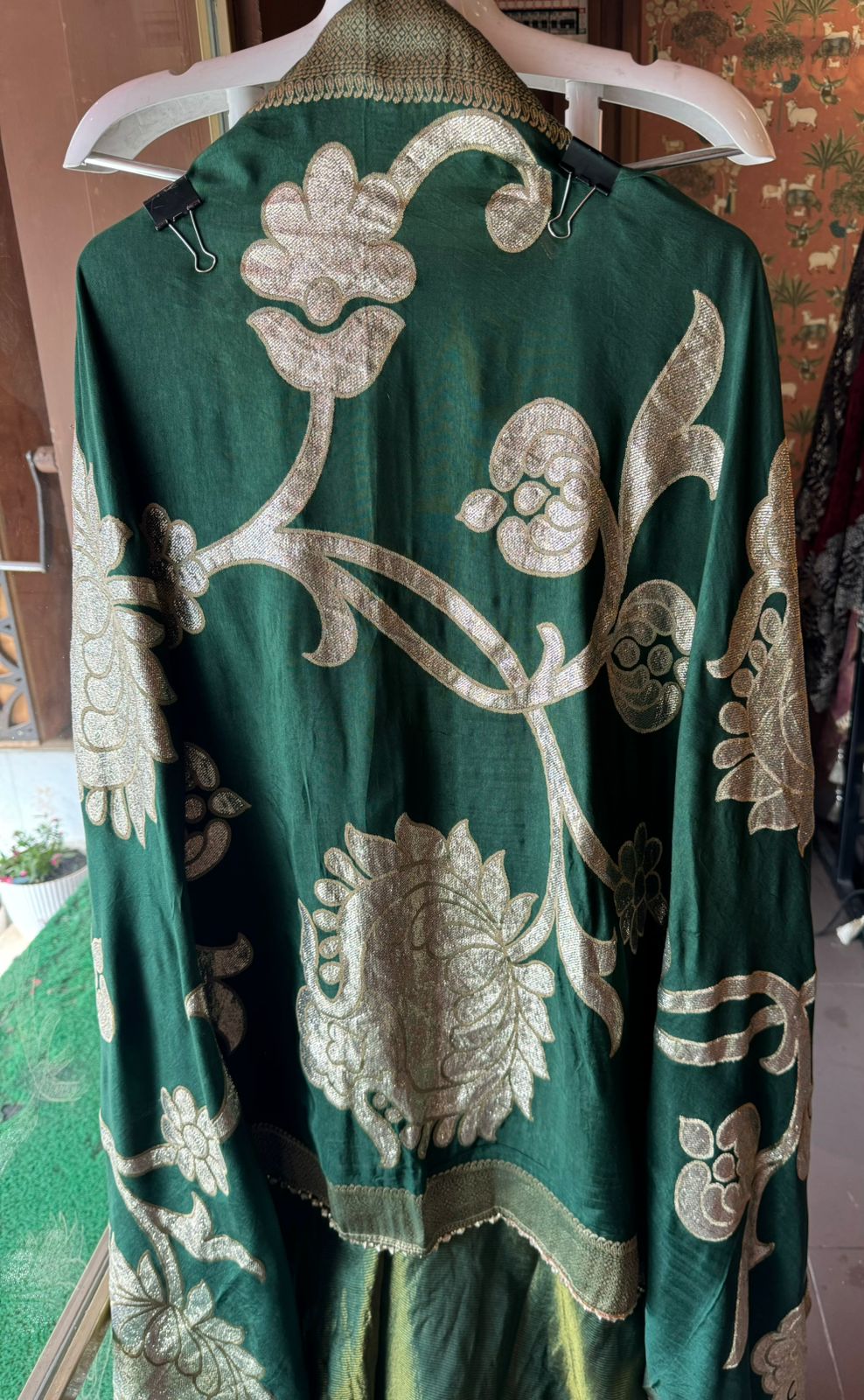 Self Tissue Kurta with Gold lurex