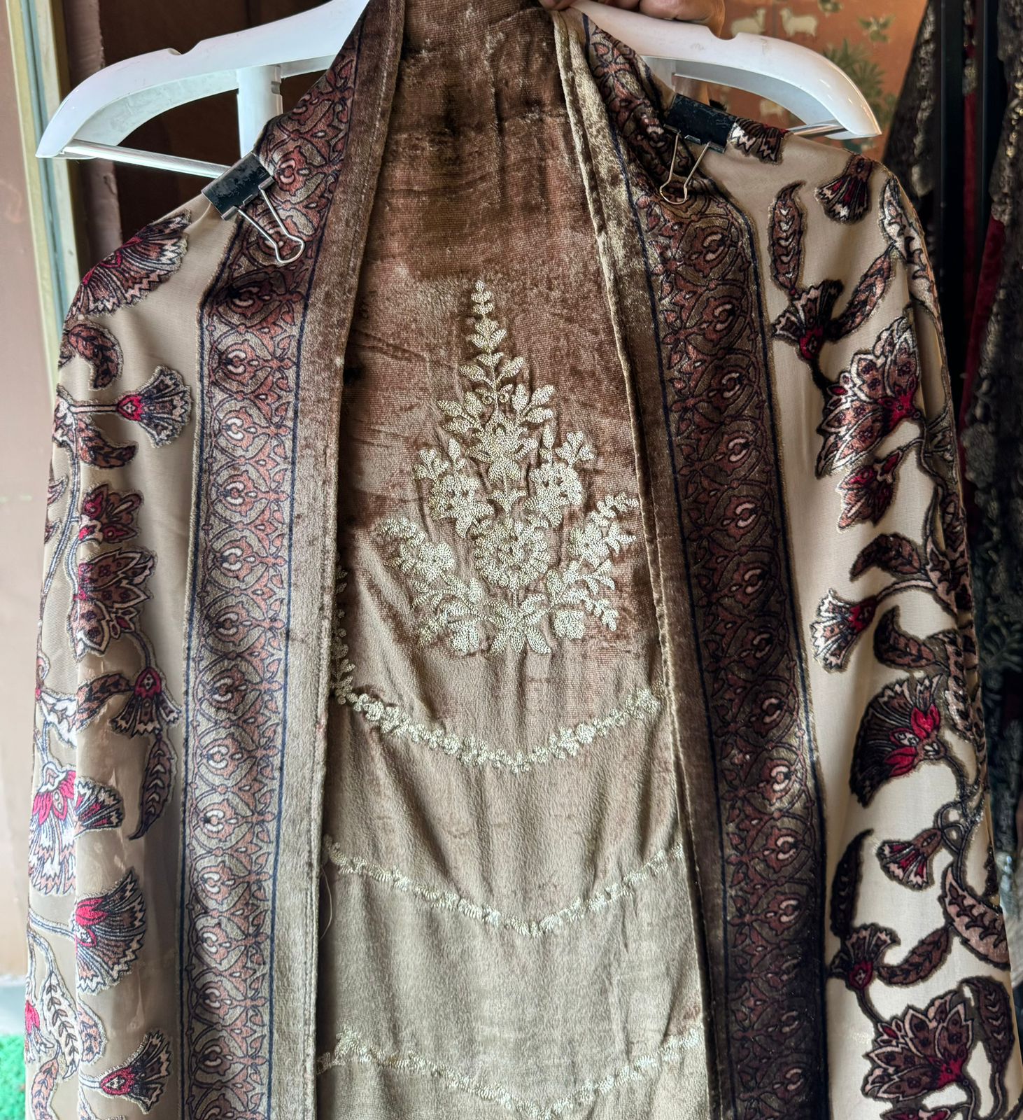 Shop our latest launch this winters of velvet suits with brasso shawls