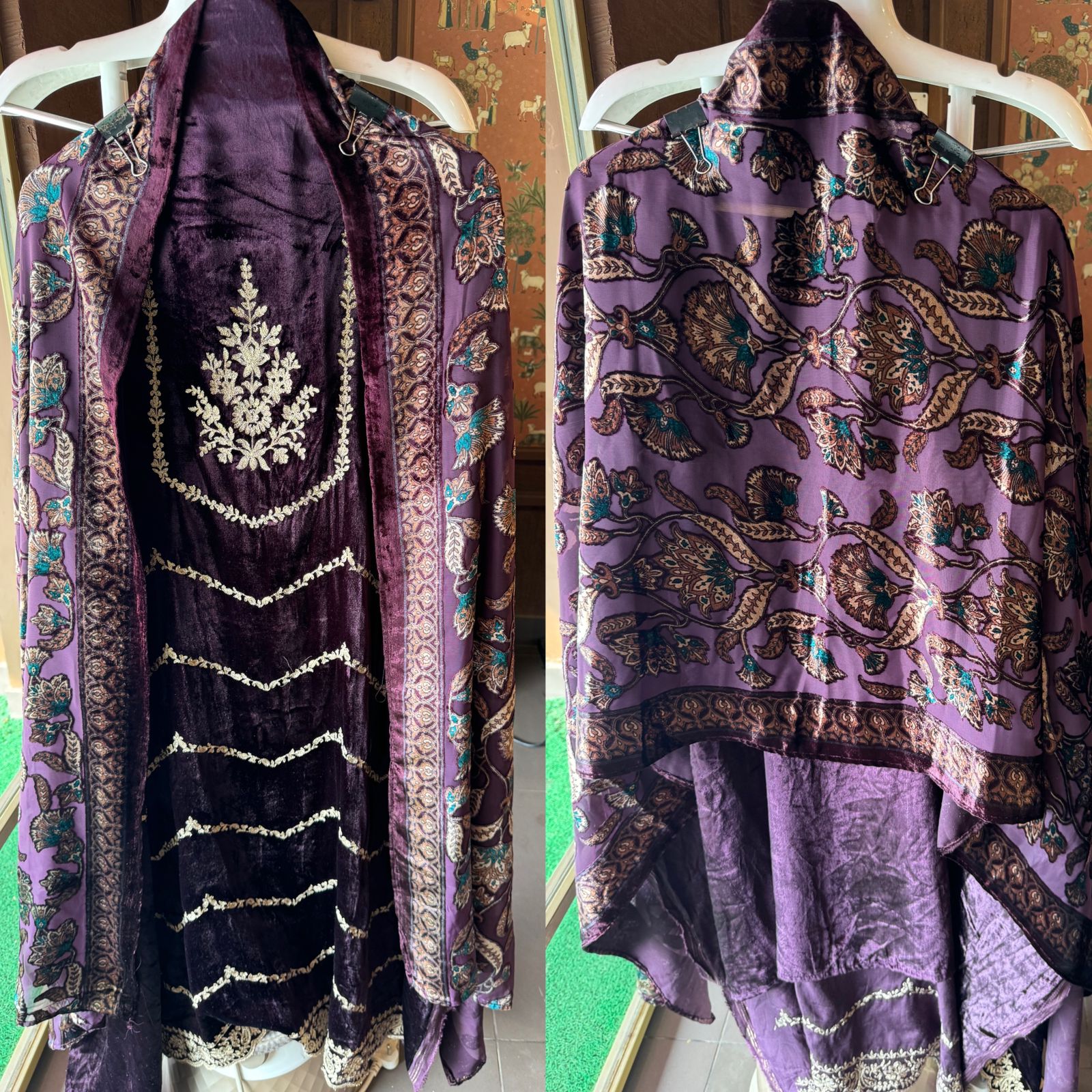 Shop our latest launch this winters of velvet suits with brasso shawls