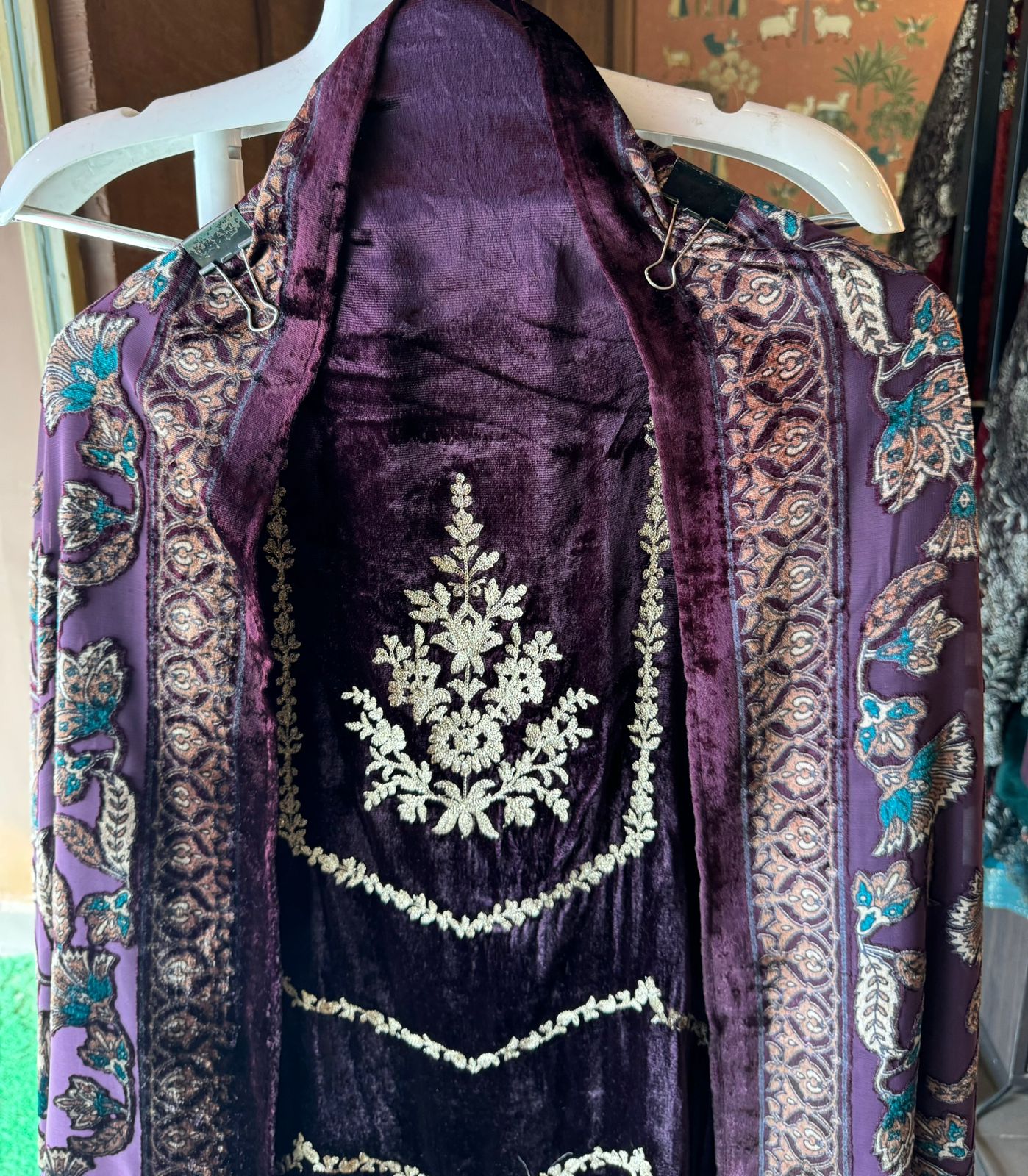 Shop our latest launch this winters of velvet suits with brasso shawls