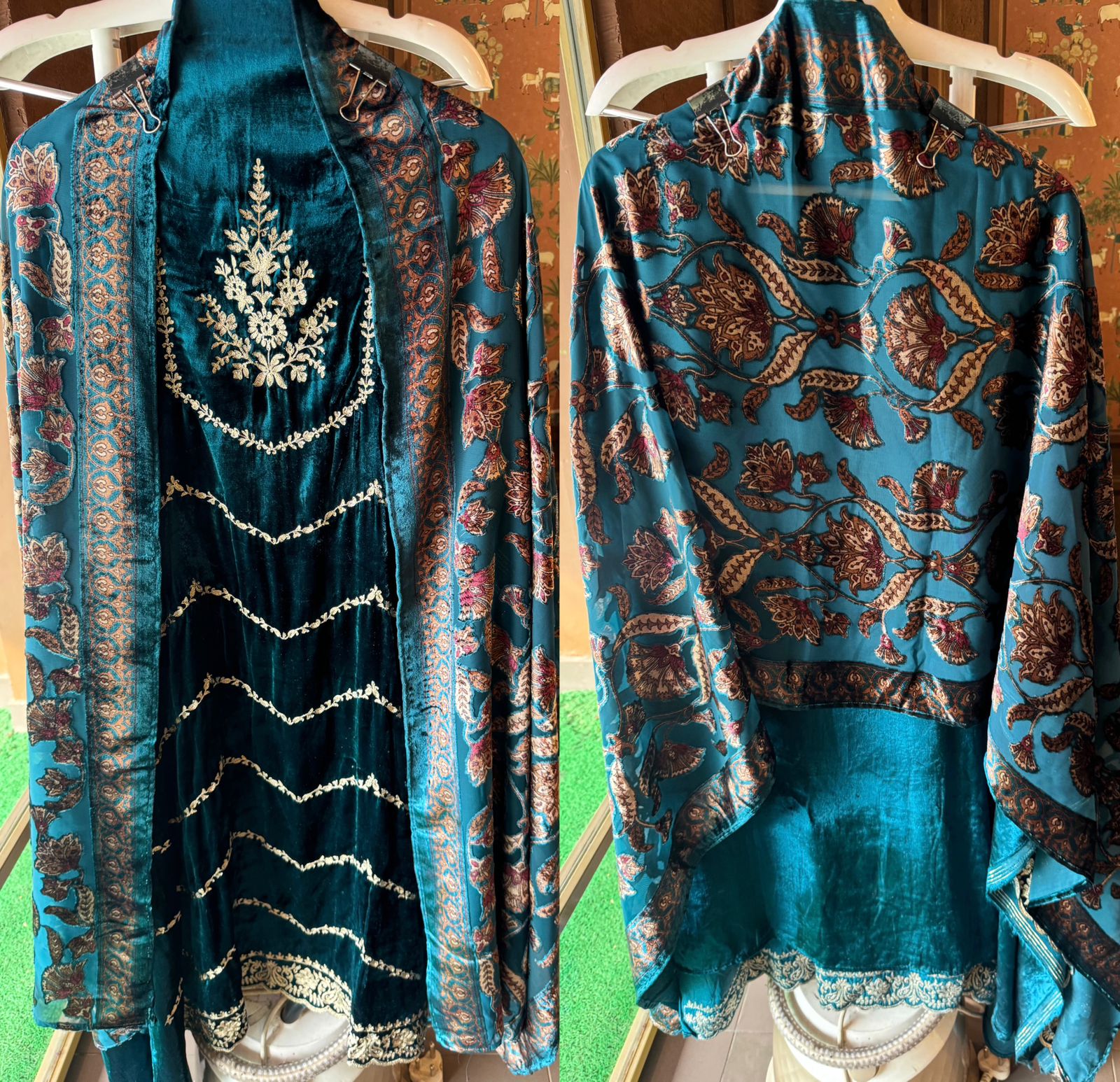 Shop our latest launch this winters of velvet suits with brasso shawls