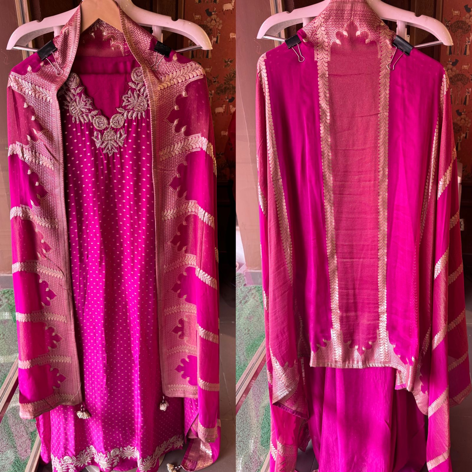 Self weaved organza silk unstitched kurta