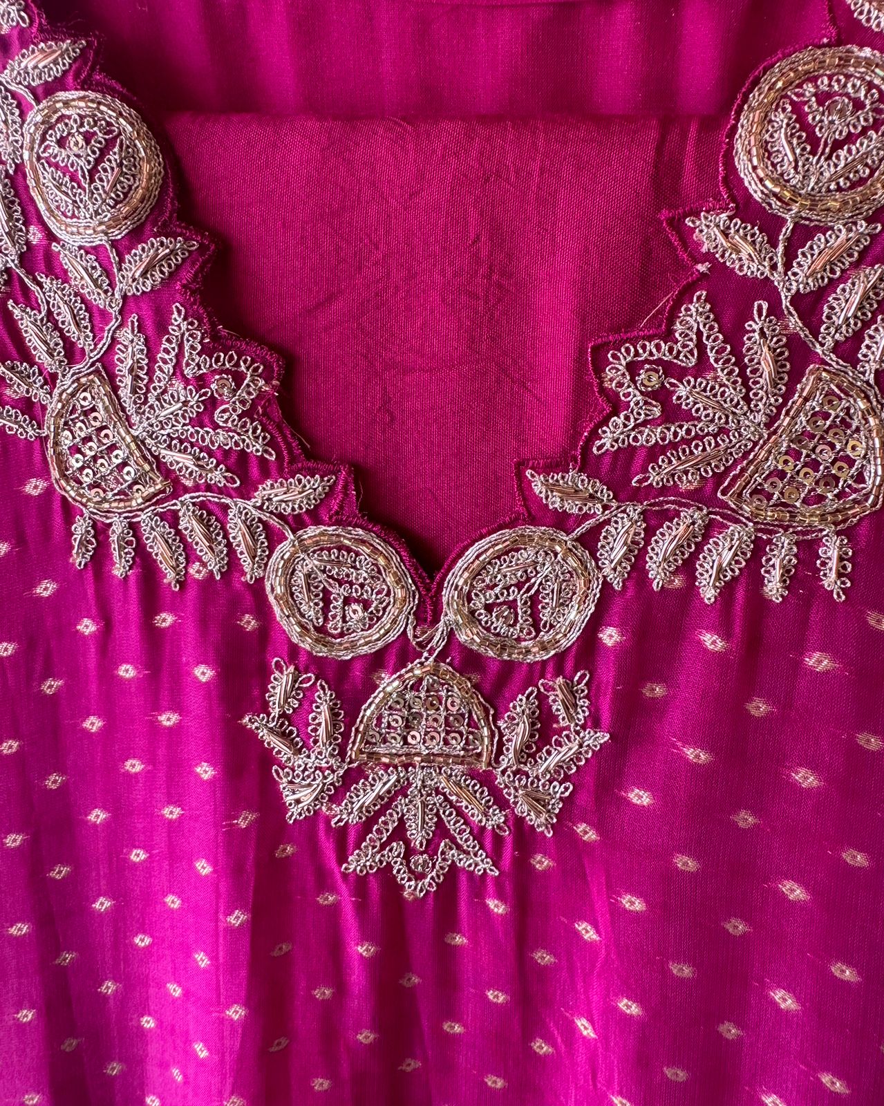 Self weaved organza silk unstitched kurta