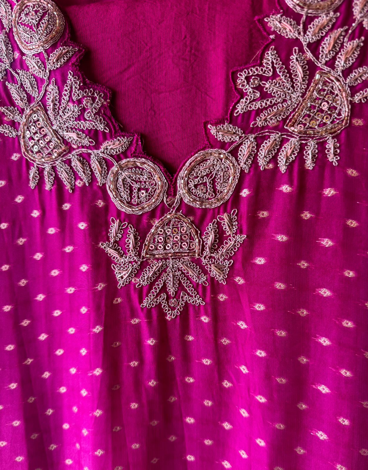 Self weaved organza silk unstitched kurta