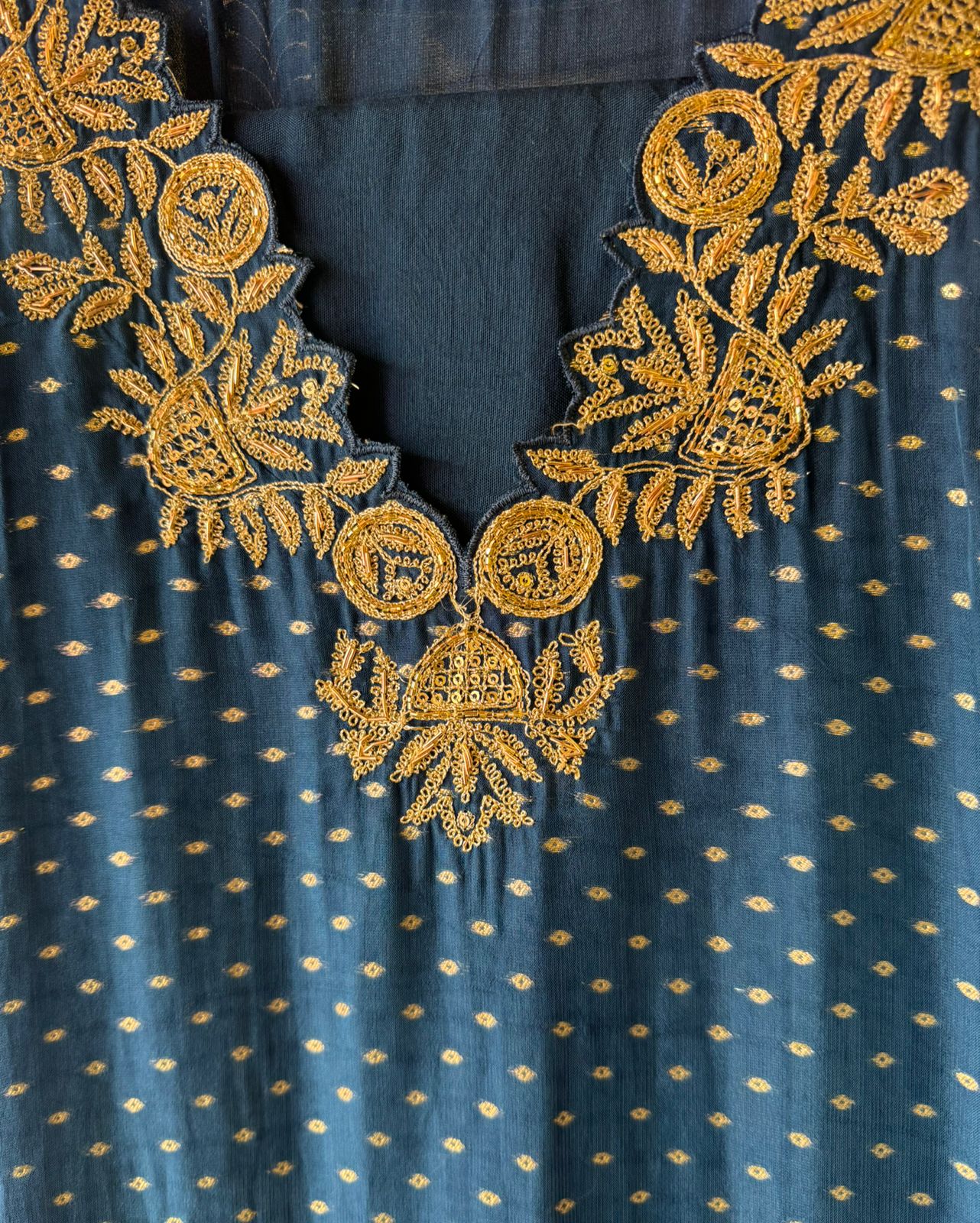 Self weaved organza silk unstitched kurta